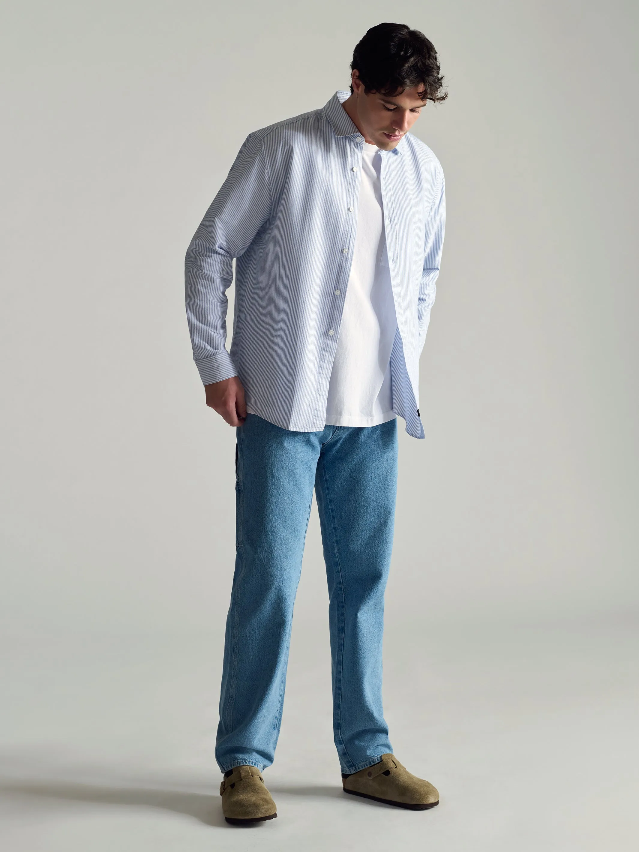 Men's Long Sleeve Shirt In Blue Striped sold by Brooklyn Industries product image thumbnail 5