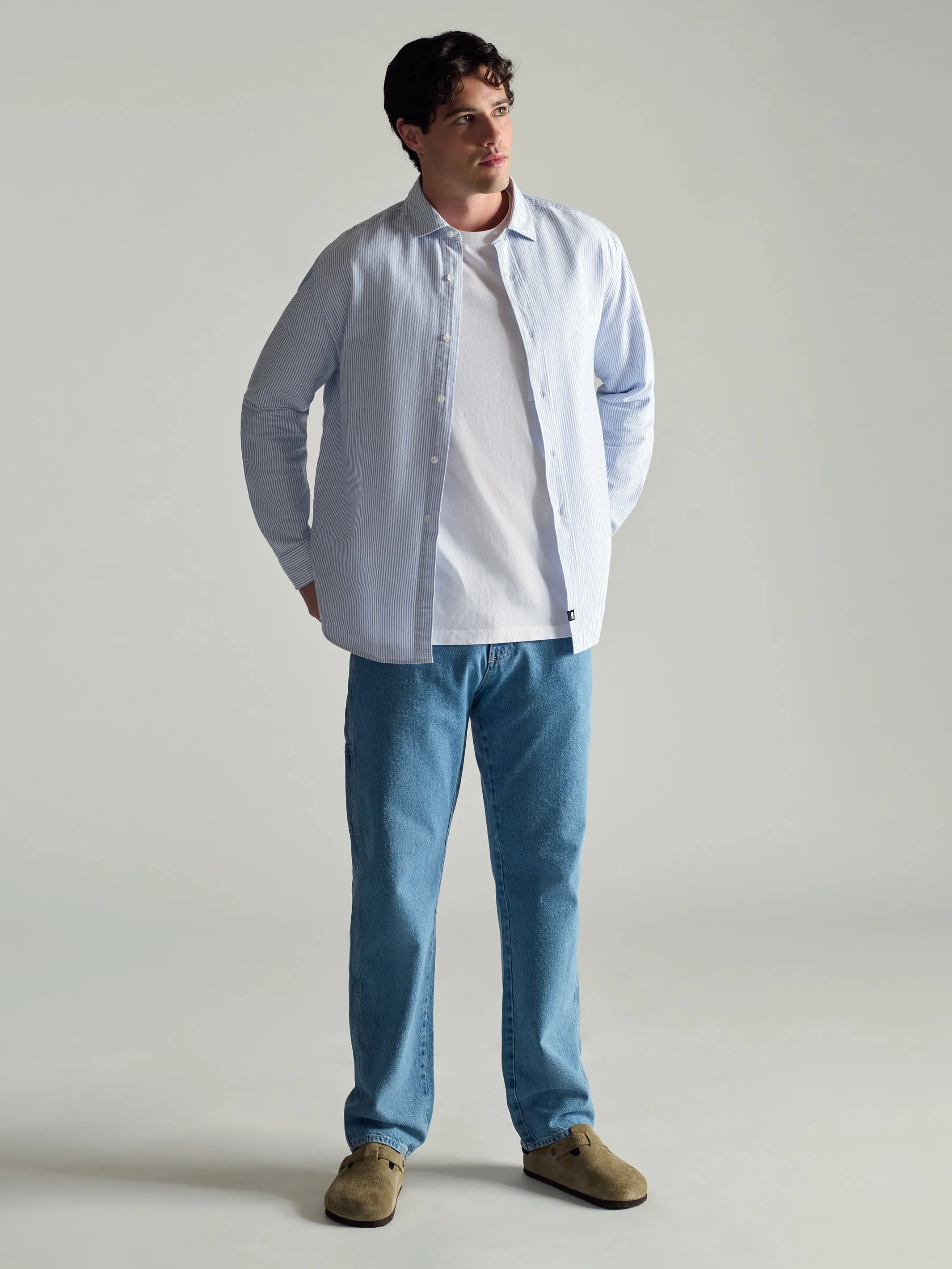 Men's Long Sleeve Shirt In Blue Striped sold by Brooklyn Industries product image thumbnail 4