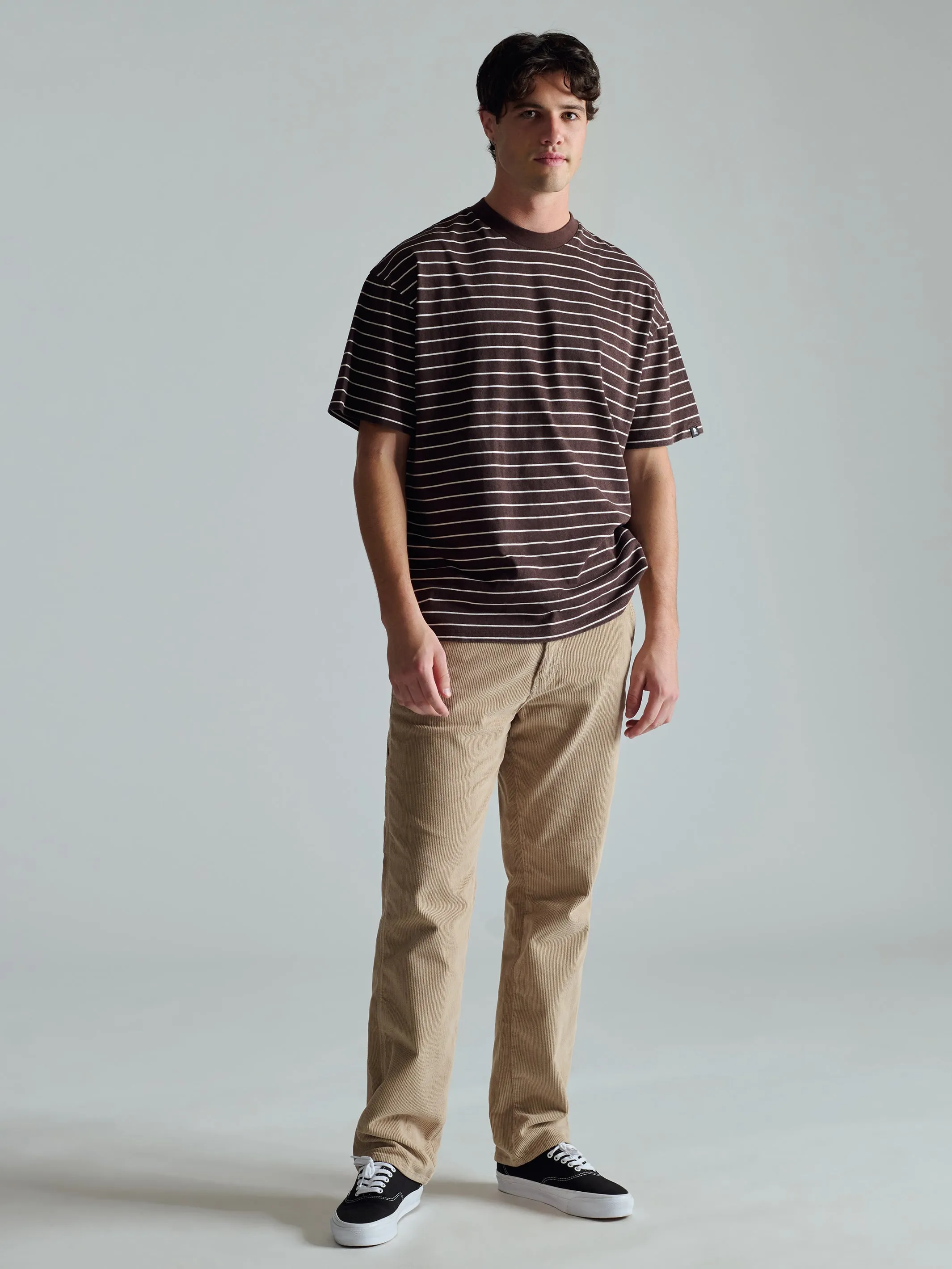 Men's Crew Neck Stripe T-Shirt In Coffee Bean sold by Brooklyn Industries product image thumbnail 2