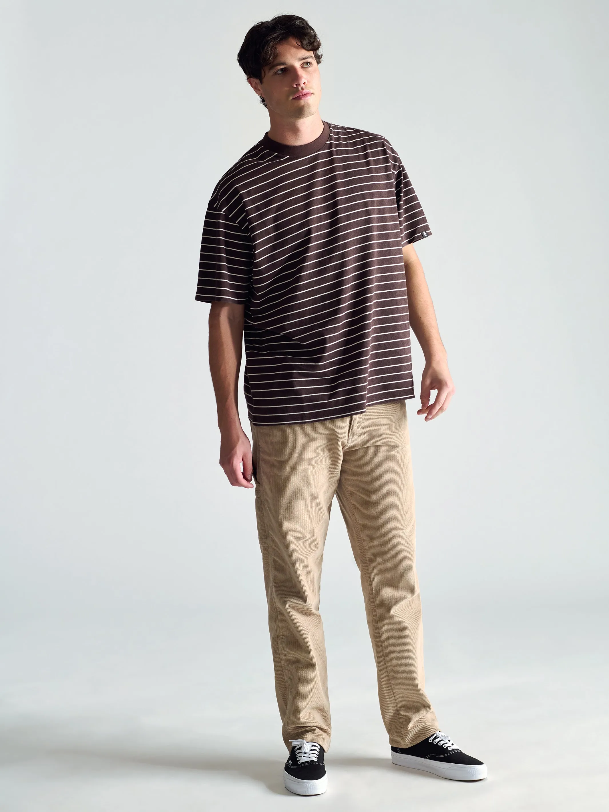 Men's Crew Neck Stripe T-Shirt In Coffee Bean sold by Brooklyn Industries product image thumbnail 4