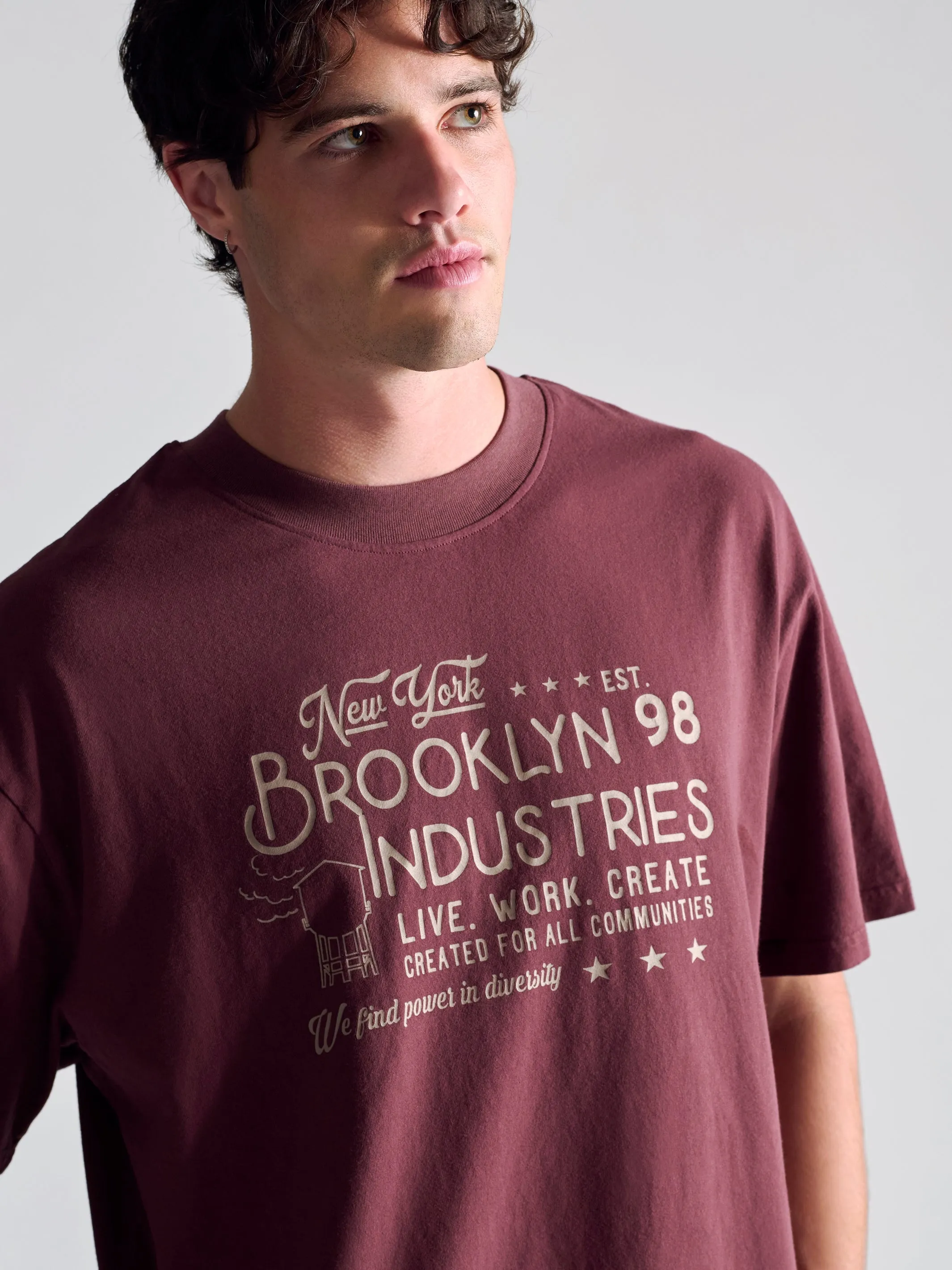 Men's BKI 1998 T-Shirt In Red Mahogany sold by Brooklyn Industries