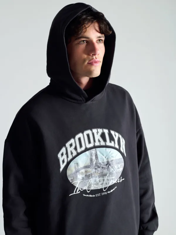 Men's Brooklyn Vintage Hooded Sweatshirt In Black sold by Brooklyn Industries