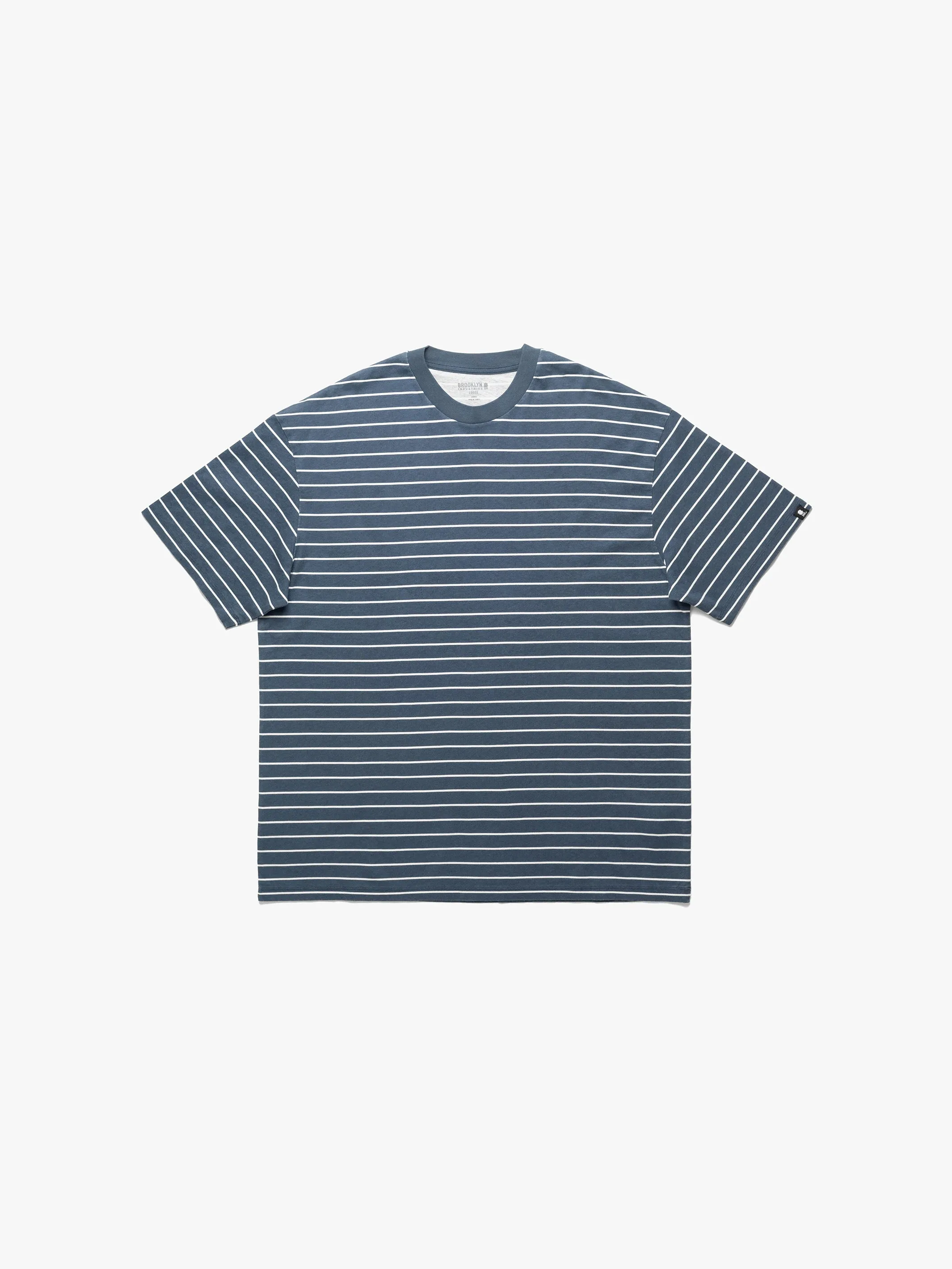 Men's Crew Neck Stripe T-Shirt In Dark Denim sold by Brooklyn Industries product image thumbnail 4