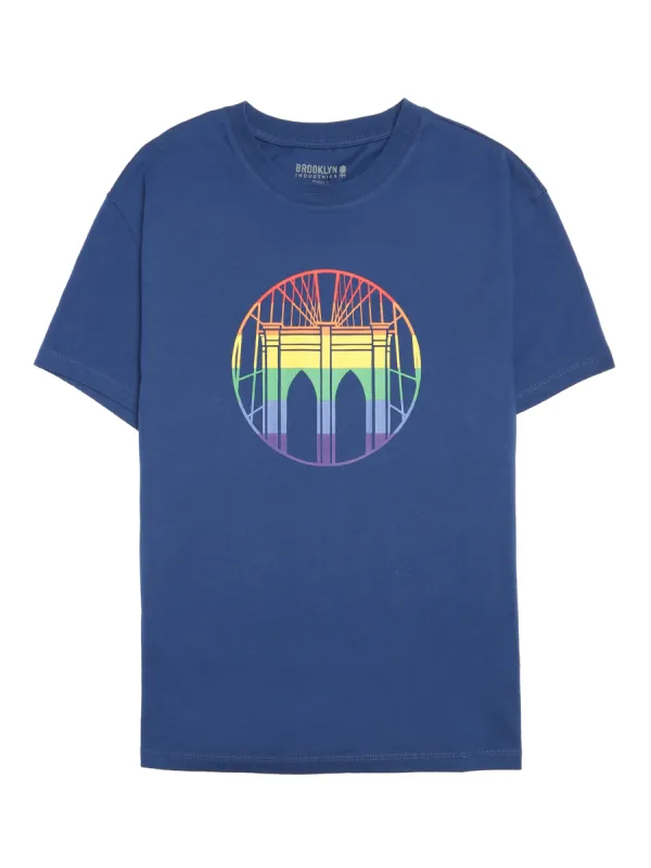 Women's Brooklyn Bridge Pride T-shirt in Mood Indigo sold by Brooklyn Industries