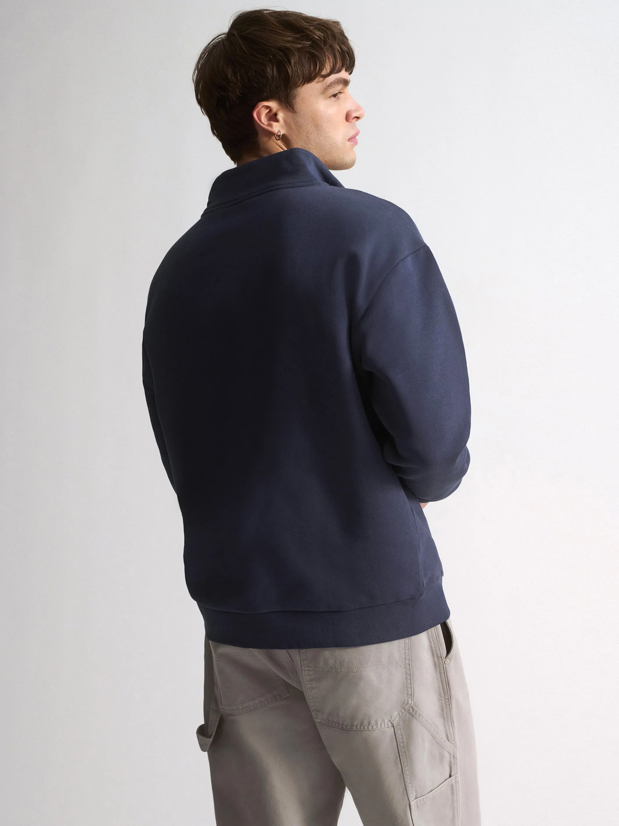 Men's Brooklyn Campus Half-Zip Sweatshirt In Mood Indigo sold by Brooklyn Industries product image thumbnail 4