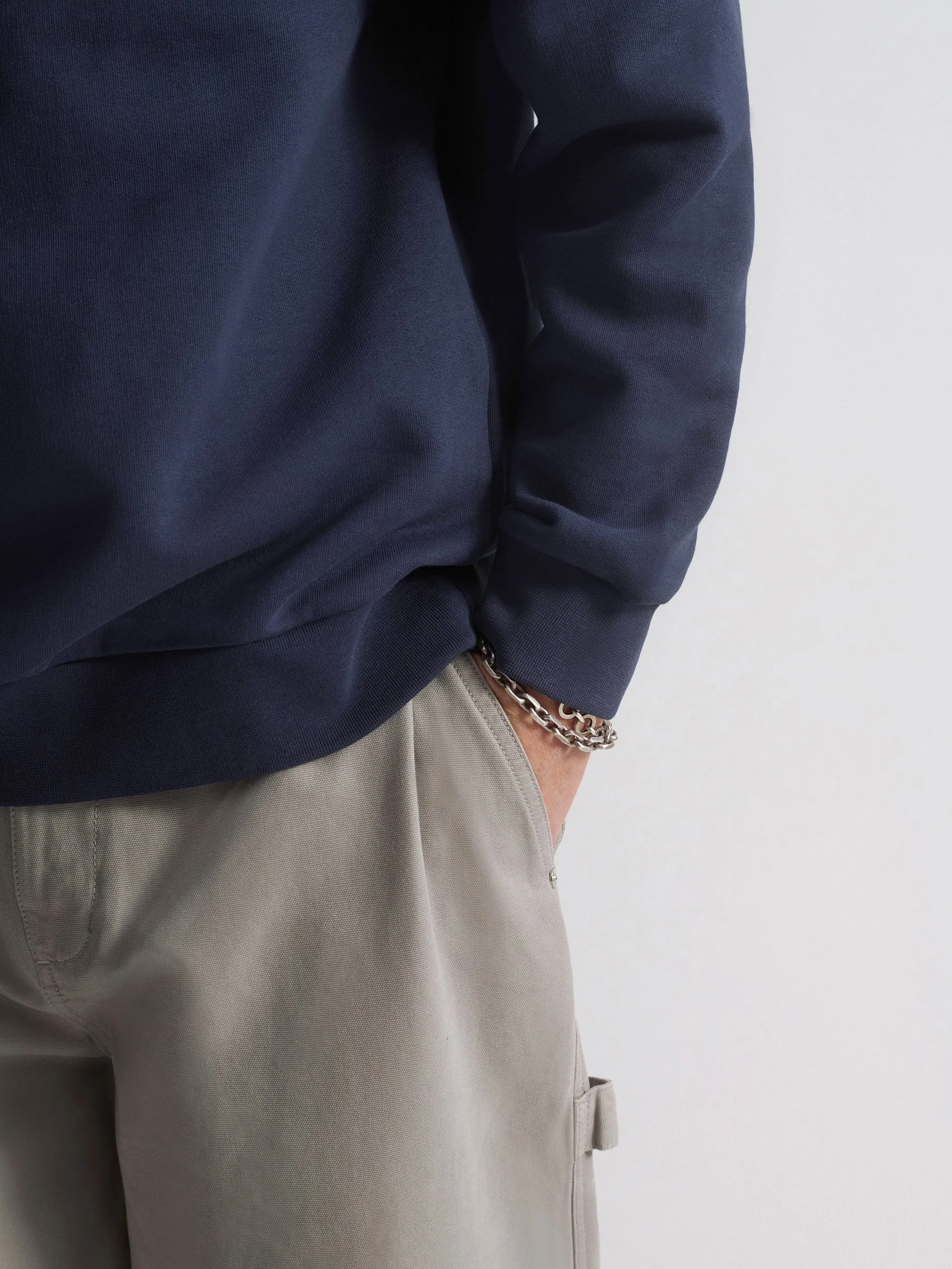 Men's Brooklyn Campus Half-Zip Sweatshirt In Mood Indigo sold by Brooklyn Industries product image thumbnail 5