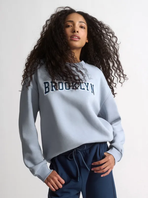 Women's Campus Brooklyn Sweatshirt In Blue Fog sold by Brooklyn Industries