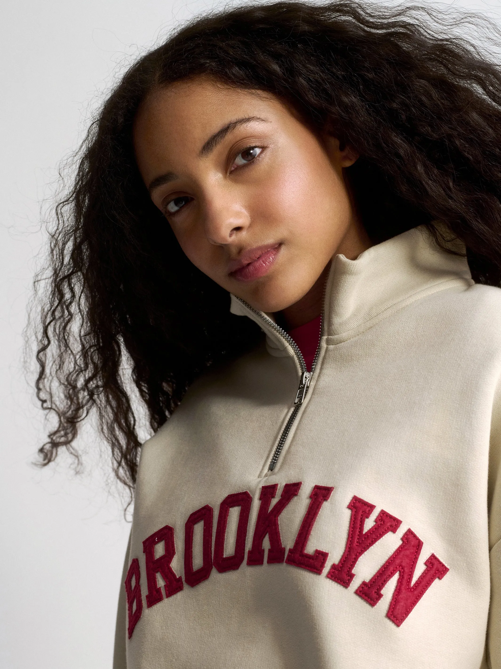 Women's Campus Brooklyn Half-Zip Sweatshirt In Silver Birch sold by Brooklyn Industries product image thumbnail 3