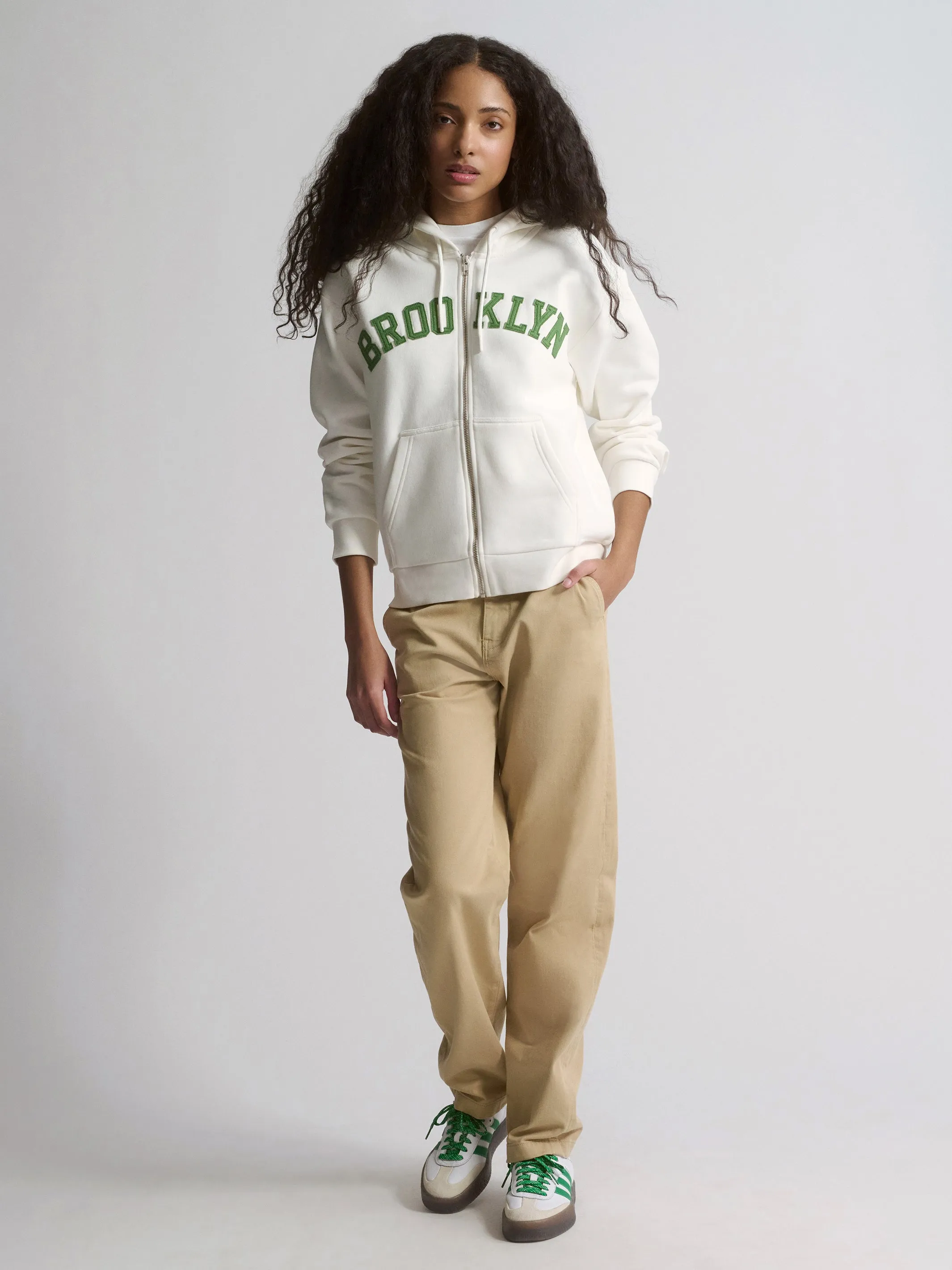 Women's Campus Brooklyn Zip-Up Sweatshirt In White sold by Brooklyn Industries product image thumbnail 2