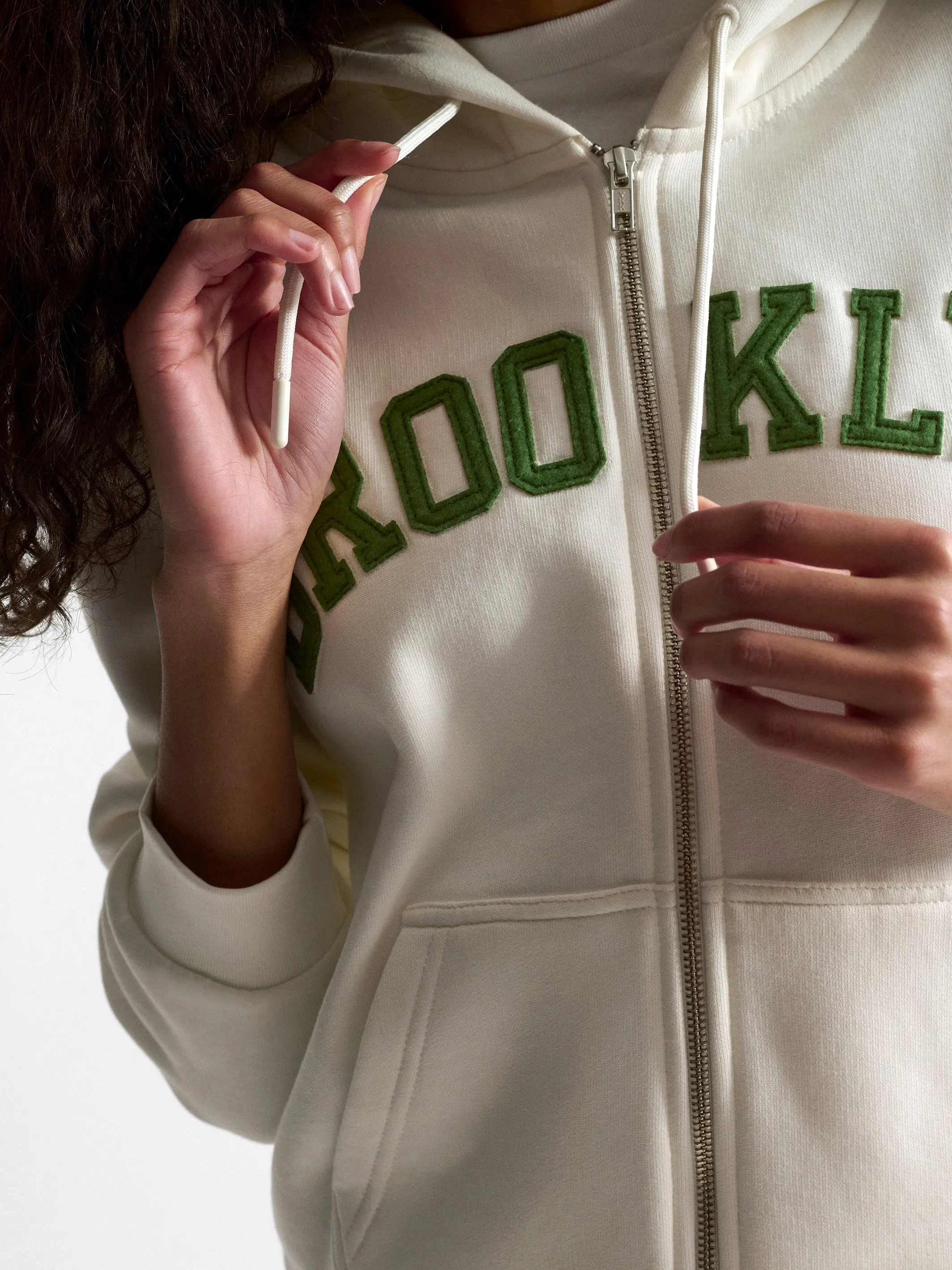 Women's Campus Brooklyn Zip-Up Sweatshirt In White sold by Brooklyn Industries product image thumbnail 5