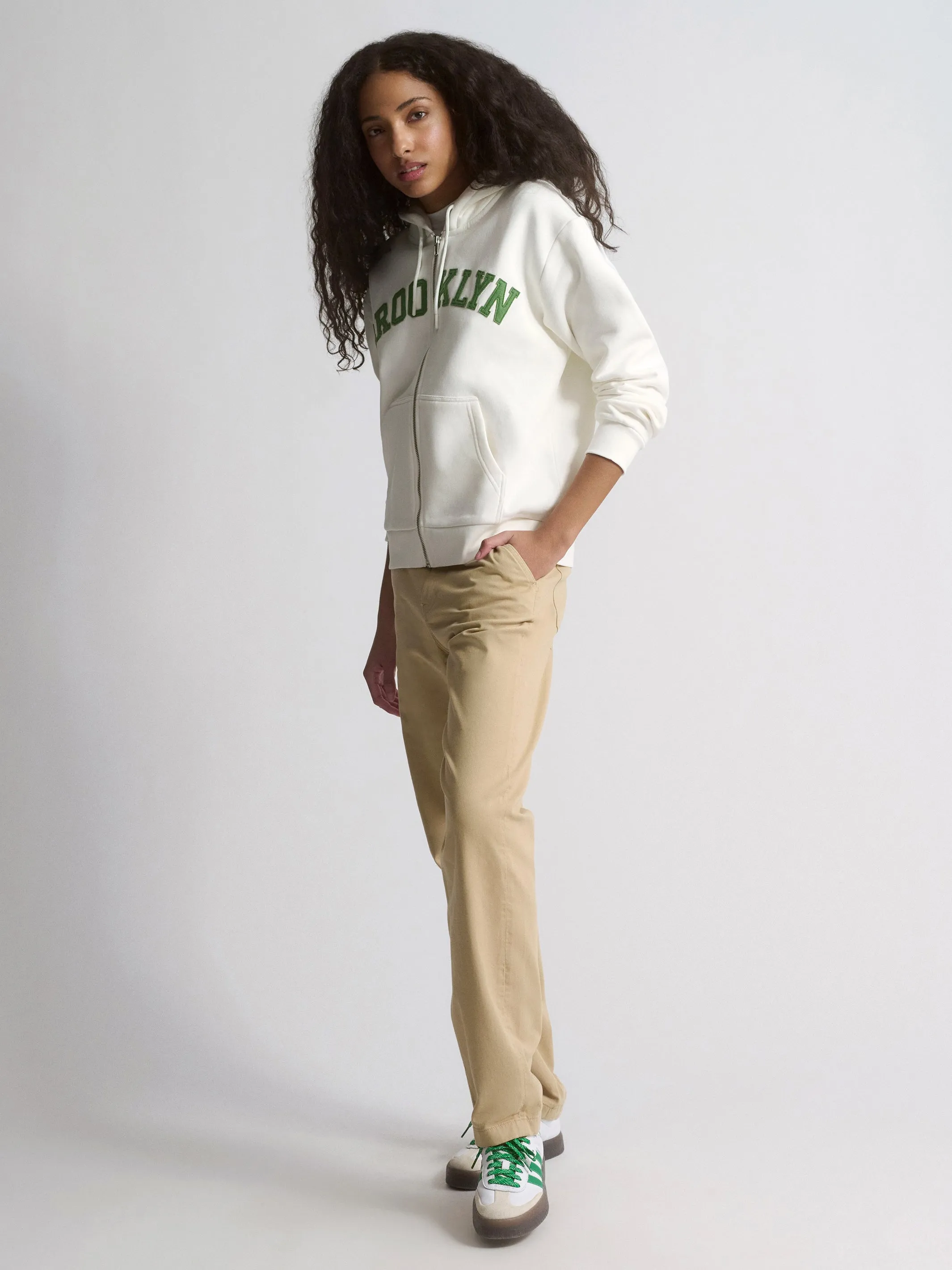 Women's Campus Brooklyn Zip-Up Sweatshirt In White sold by Brooklyn Industries product image thumbnail 3