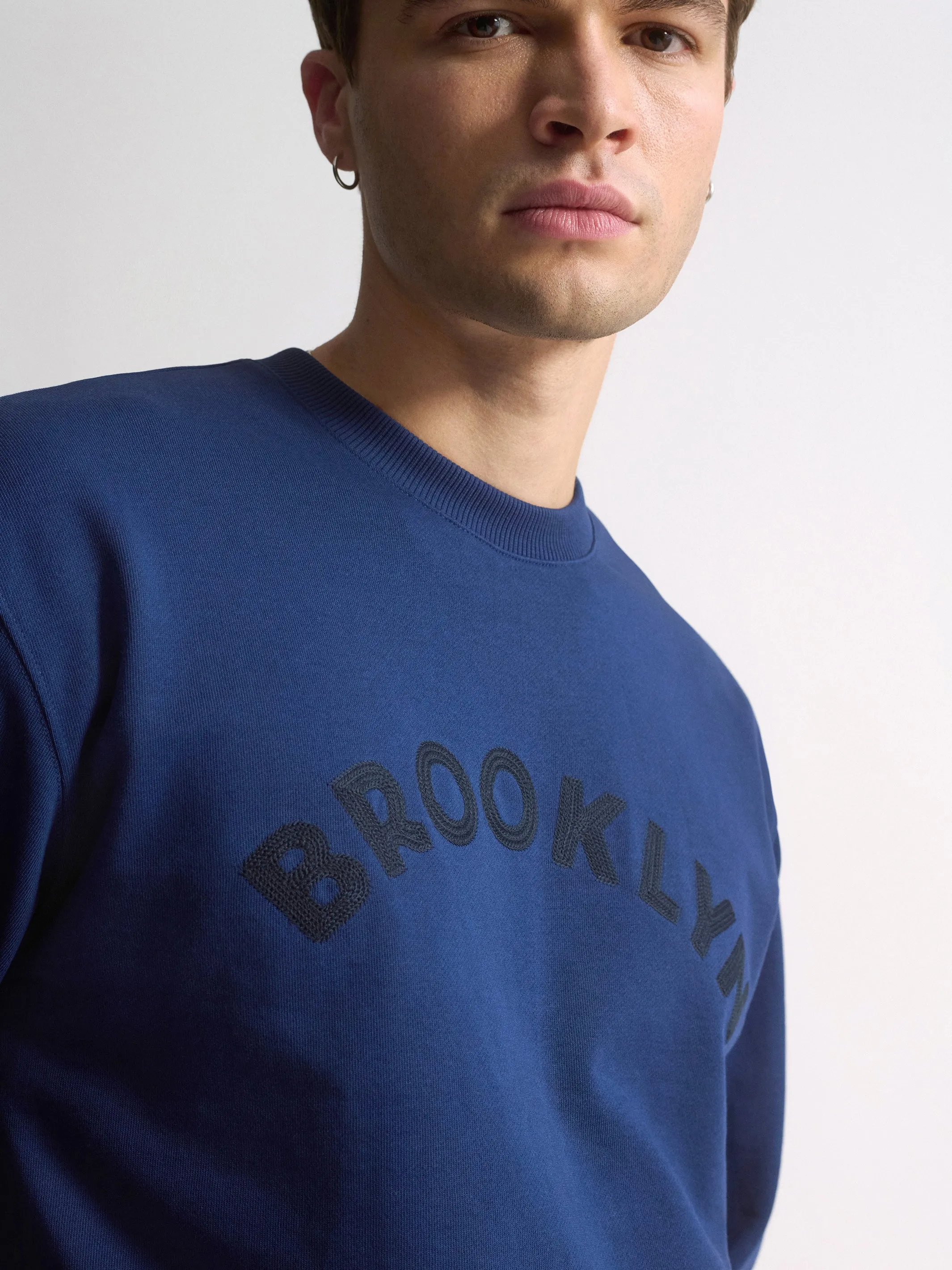 Men's Brooklyn Logo Crew Neck Sweatshirt In Medieval Blue sold by Brooklyn Industries product image thumbnail 5