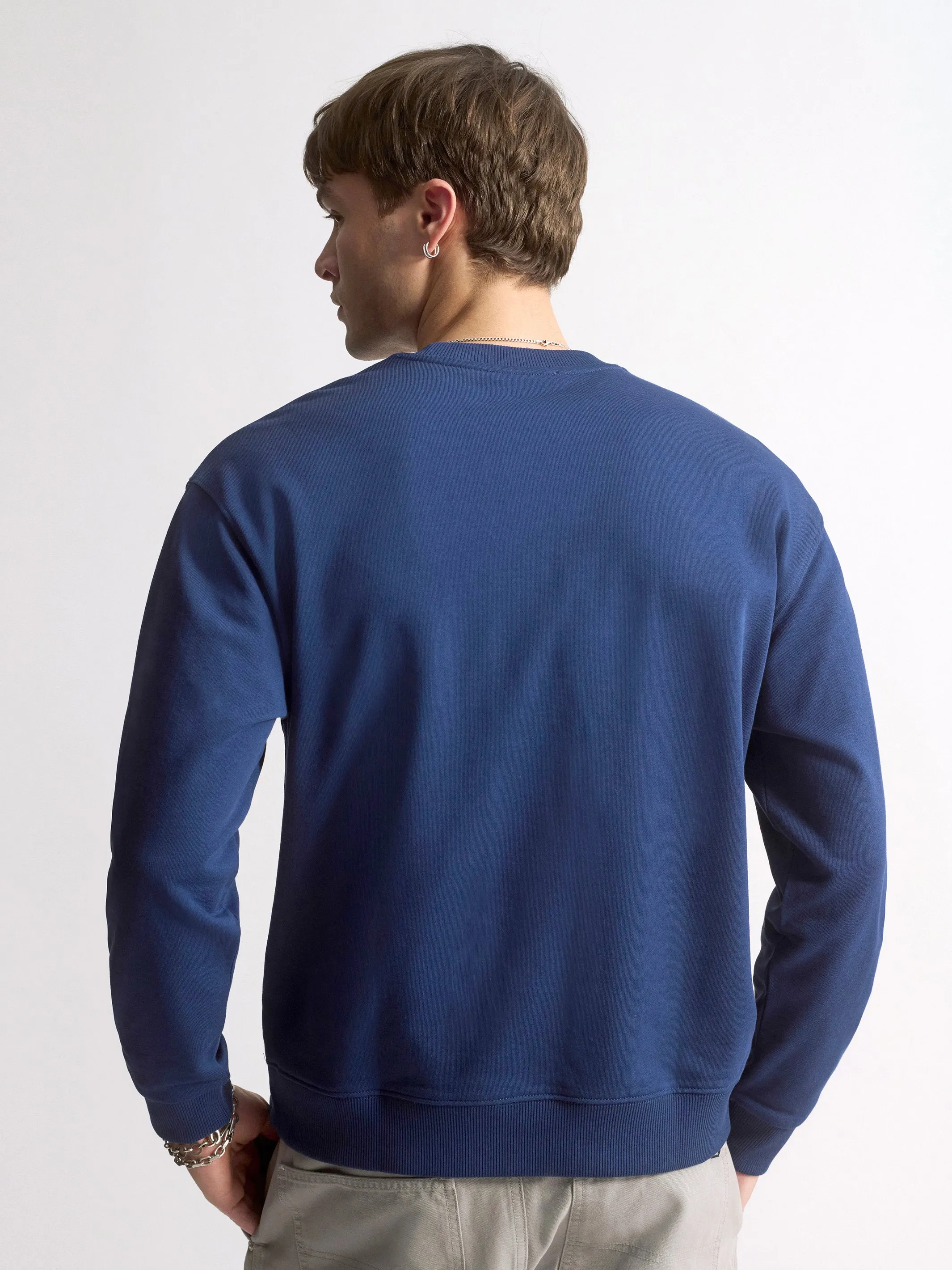 Men's Brooklyn Logo Crew Neck Sweatshirt In Medieval Blue sold by Brooklyn Industries product image thumbnail 3