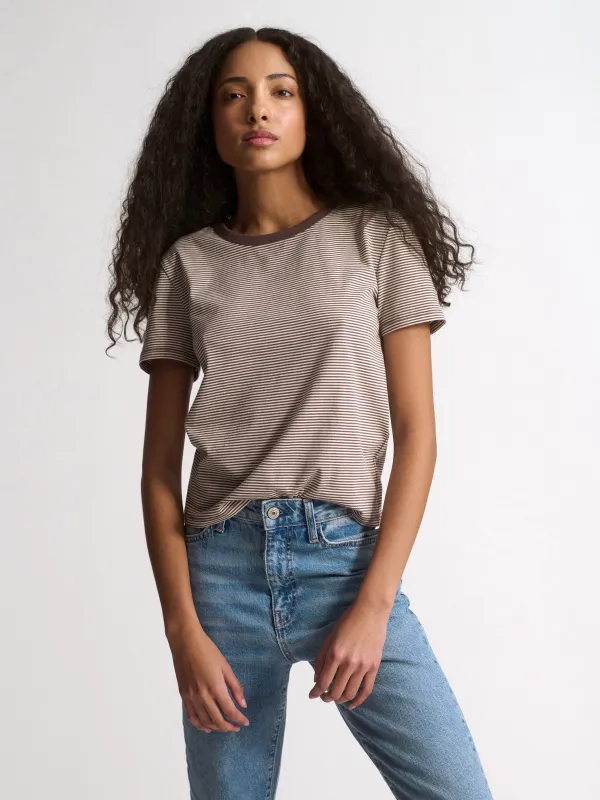 Women's Brooklyn Striped Slim T-Shirt In Chocolate Martini Stripe sold by Brooklyn Industries