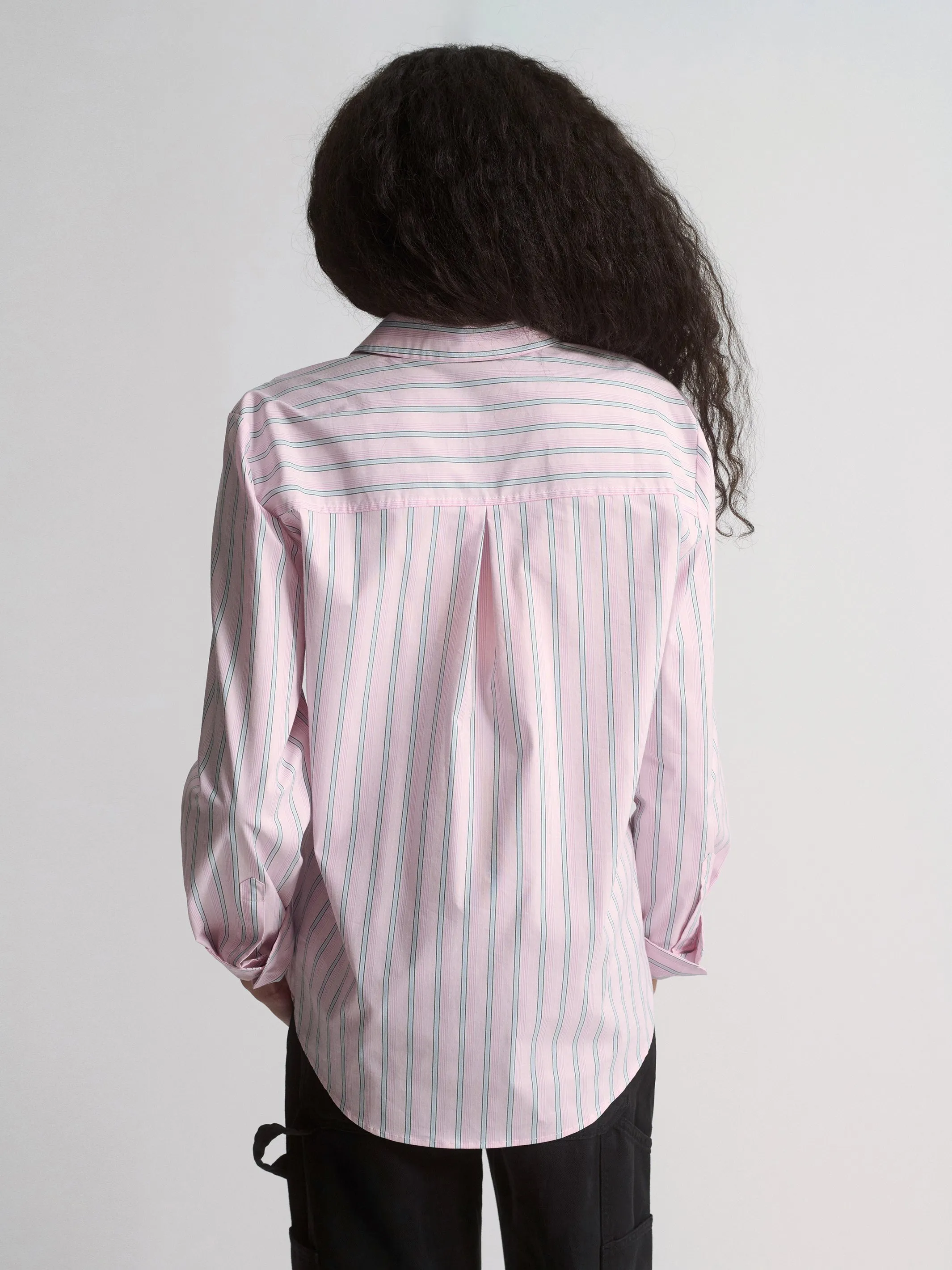 Women's Long Sleeve Shirt In Pink Striped sold by Brooklyn Industries product image thumbnail 3