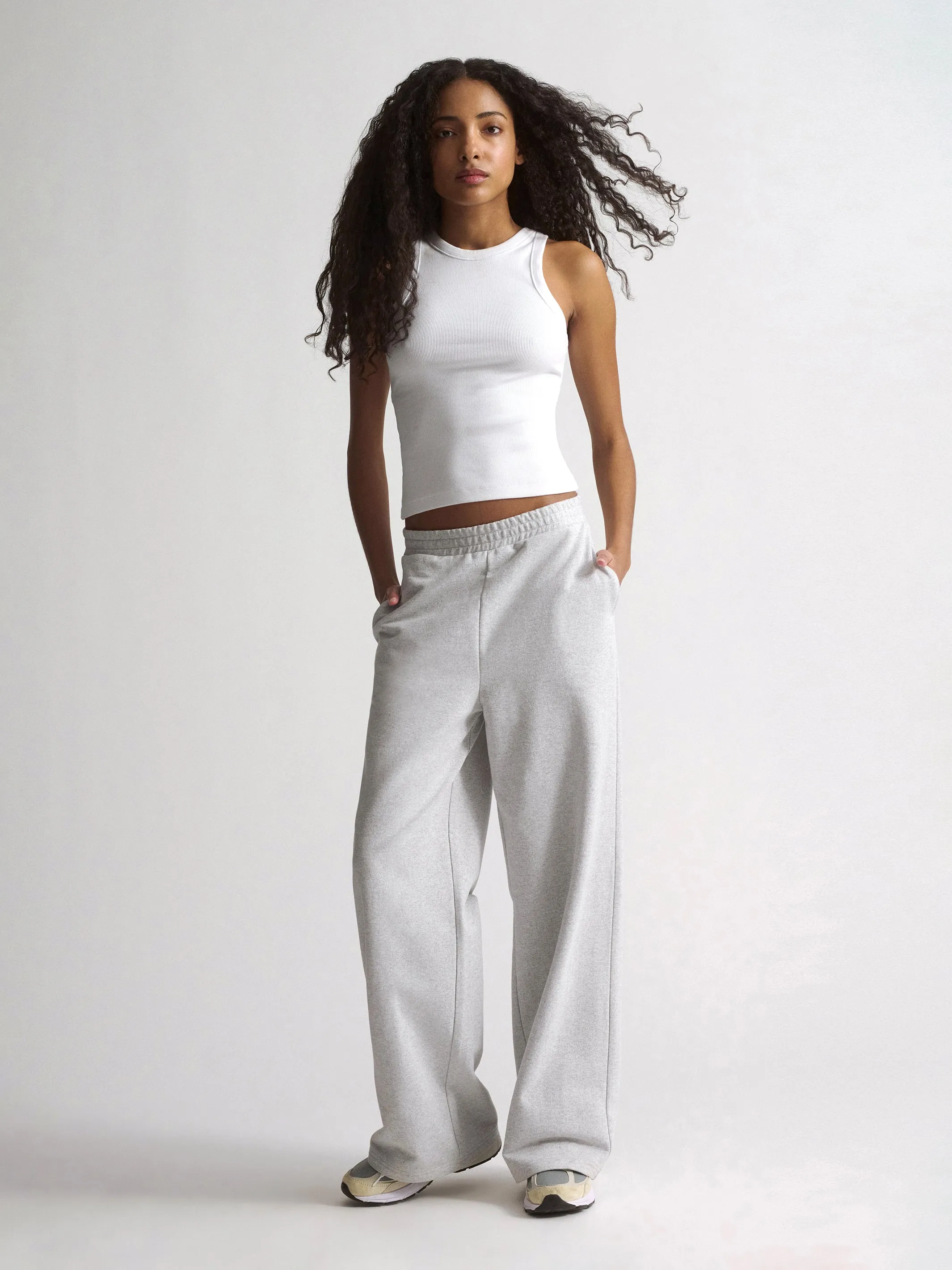 Women's Brooklyn Wide-Leg Sweatpants In Light Grey Melange sold by Brooklyn Industries
