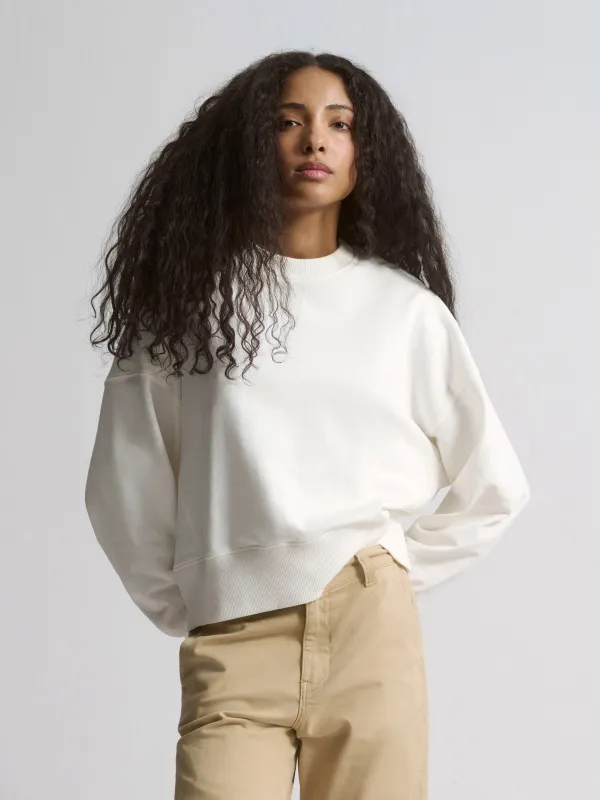 Women's Brooklyn Oversized Crew Neck Sweatshirt In Antique White sold by Brooklyn Industries