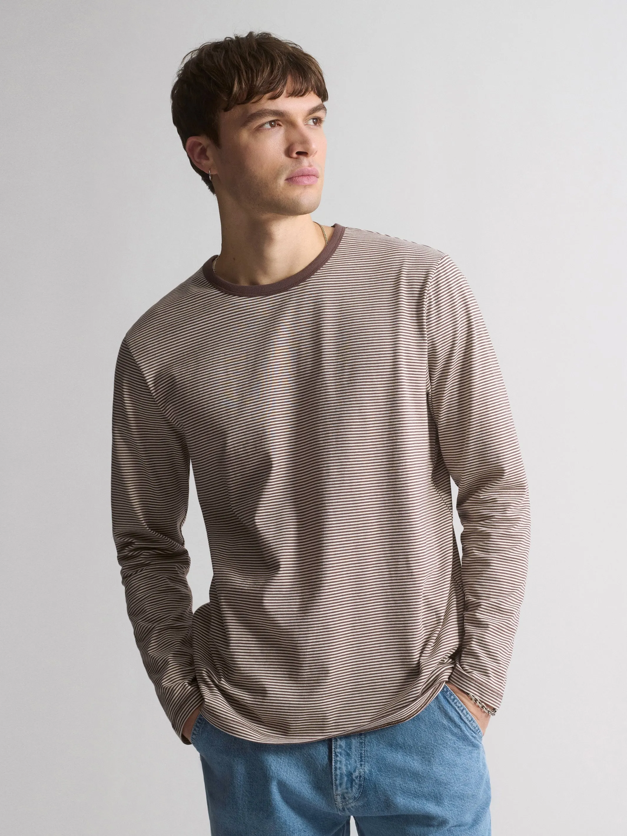 Men's Brooklyn Striped Long Sleeve T-Shirt In Chocolate Martini Stripe sold by Brooklyn Industries
