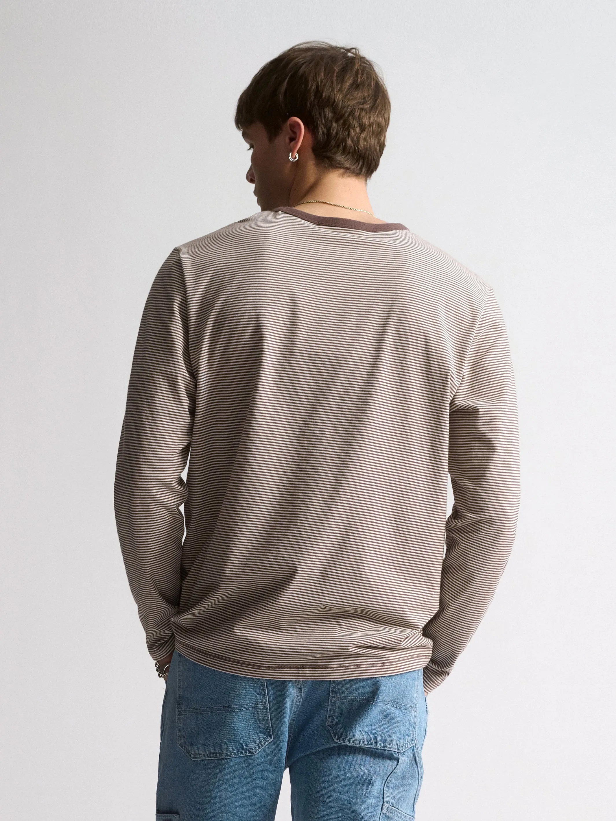 Men's Brooklyn Striped Long Sleeve T-Shirt In Chocolate Martini Stripe sold by Brooklyn Industries product image thumbnail 4