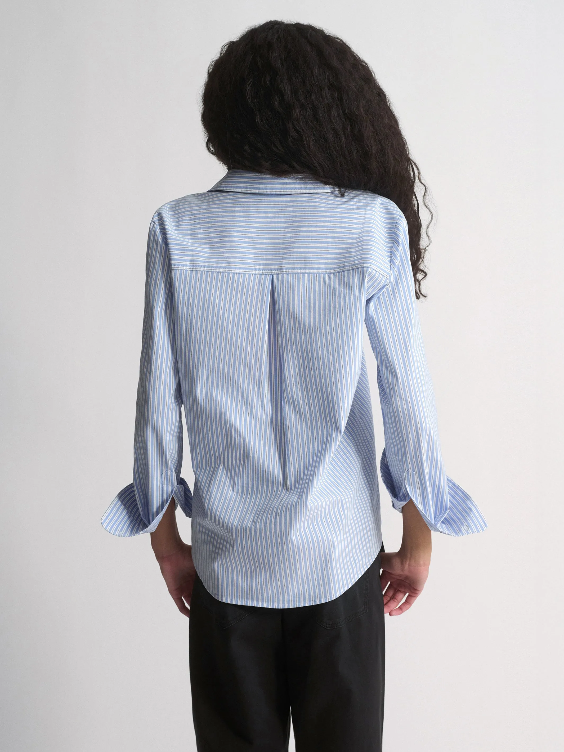 Women's Long Sleeve Shirt In Blue Striped sold by Brooklyn Industries product image thumbnail 2