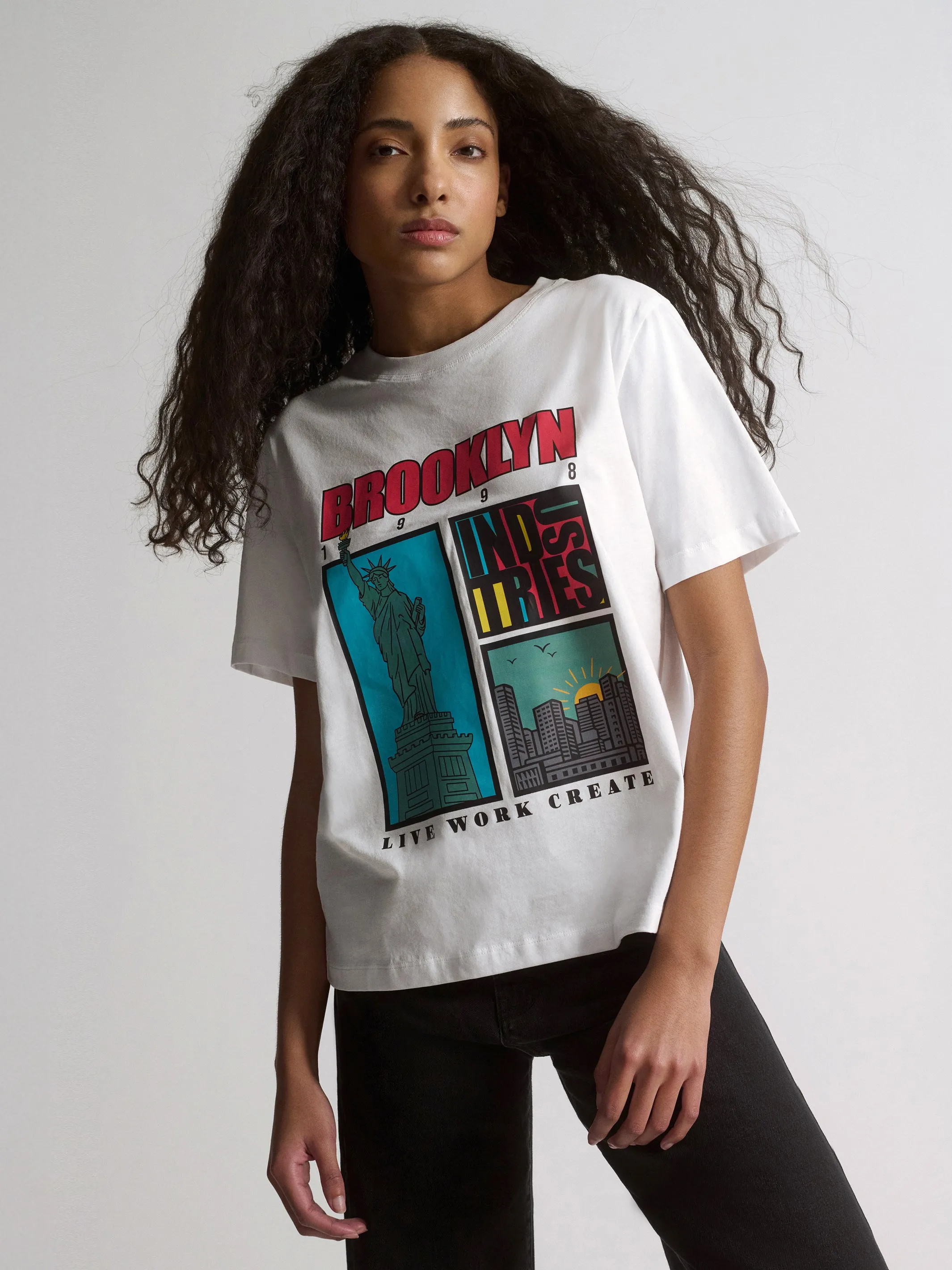 Women's Brooklyn Graphic T-Shirt In White sold by Brooklyn Industries product image thumbnail 5