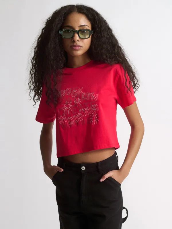 Women's Brooklyn Live Work Create T-Shirt In True Red sold by Brooklyn Industries