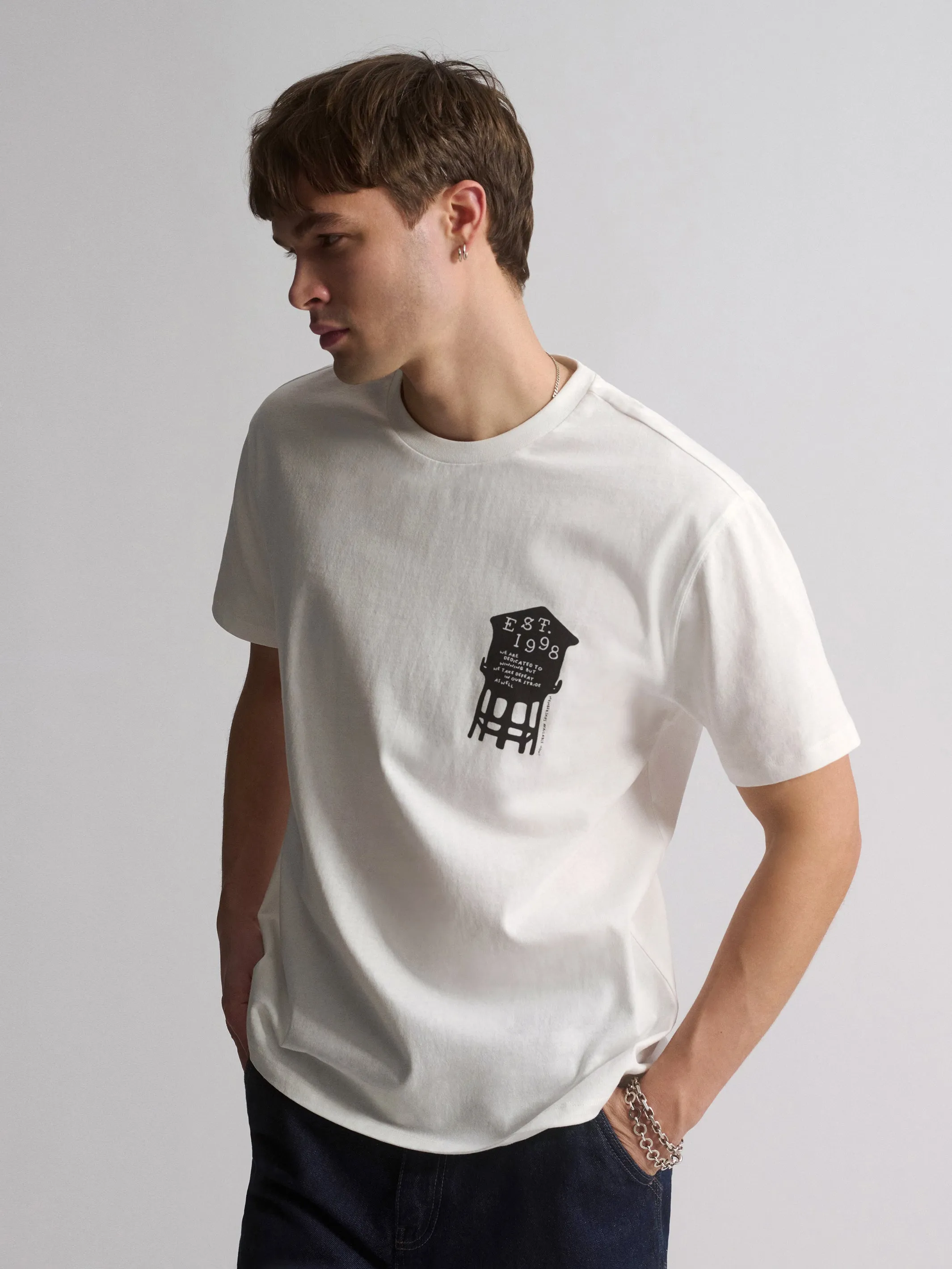 Men's Brooklyn Water Tower T-Shirt In Antique White sold by Brooklyn Industries