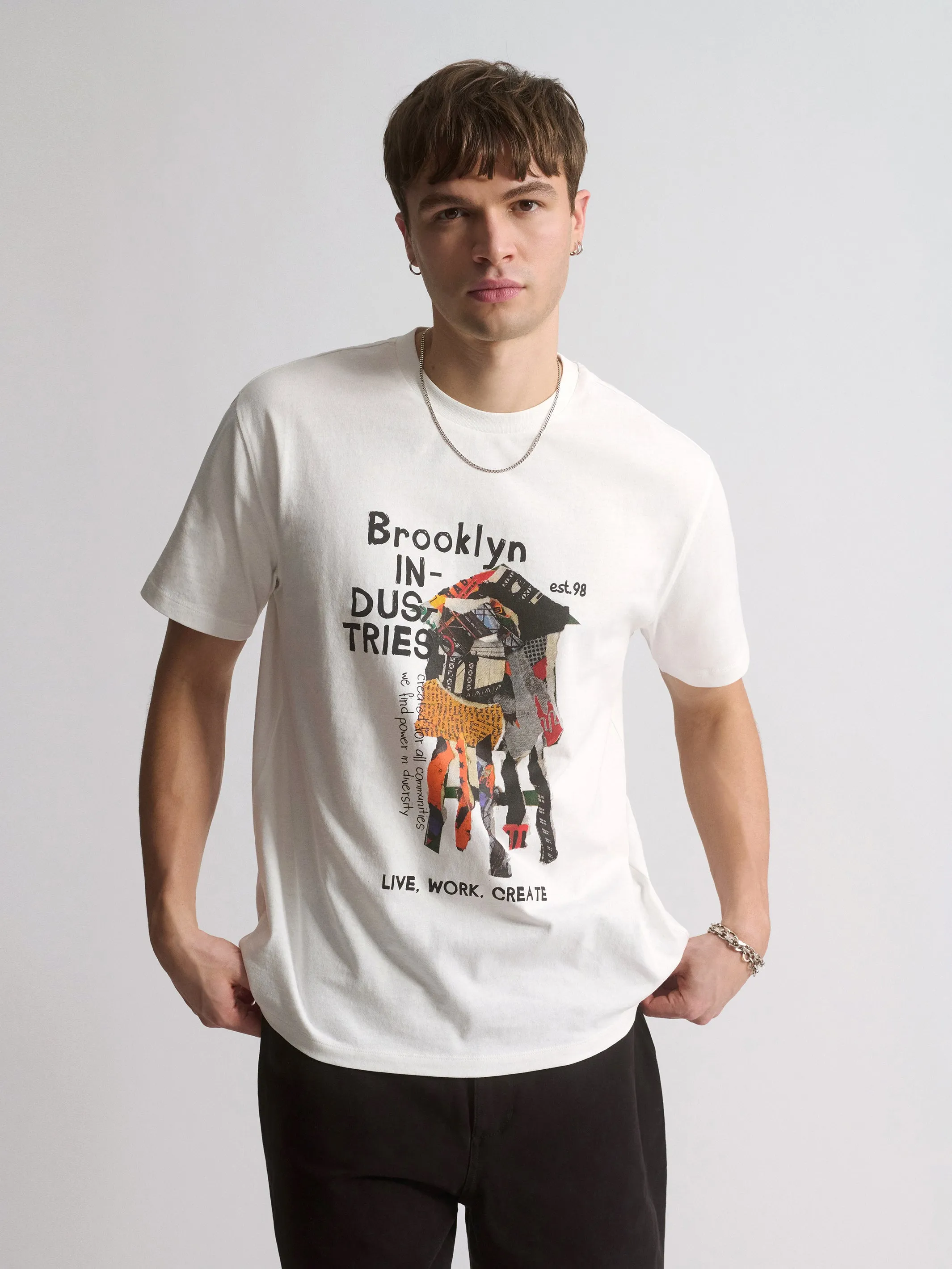 Men's Brooklyn Water Tower T-Shirt In Antique White sold by Brooklyn Industries