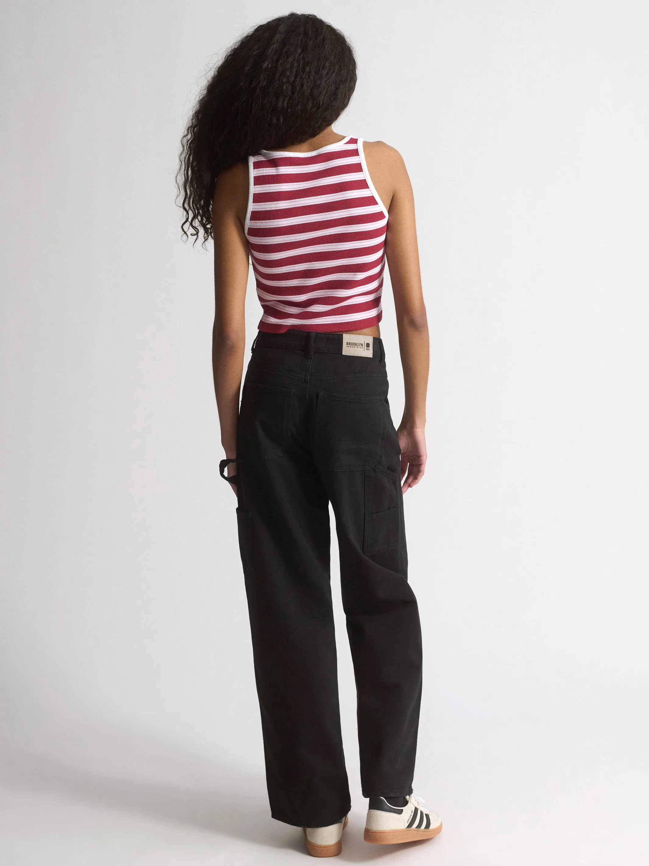 Women's Brooklyn Striped Ribbed Crop Tank In Garnet Stripe sold by Brooklyn Industries product image thumbnail 4