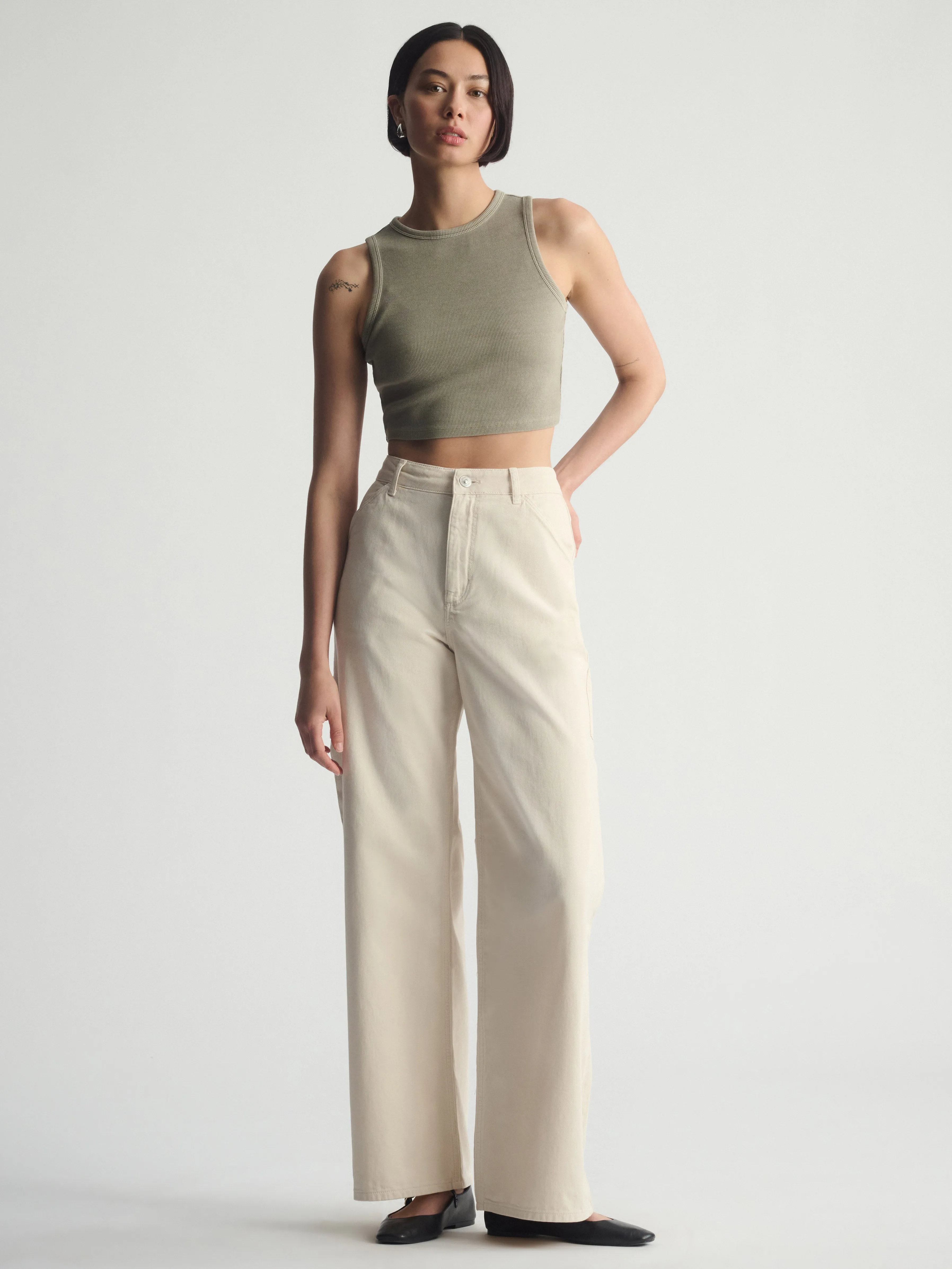 Women's Brooklyn Ribbed Crop Tank Top In Winter Twig sold by Brooklyn Industries product image thumbnail 5