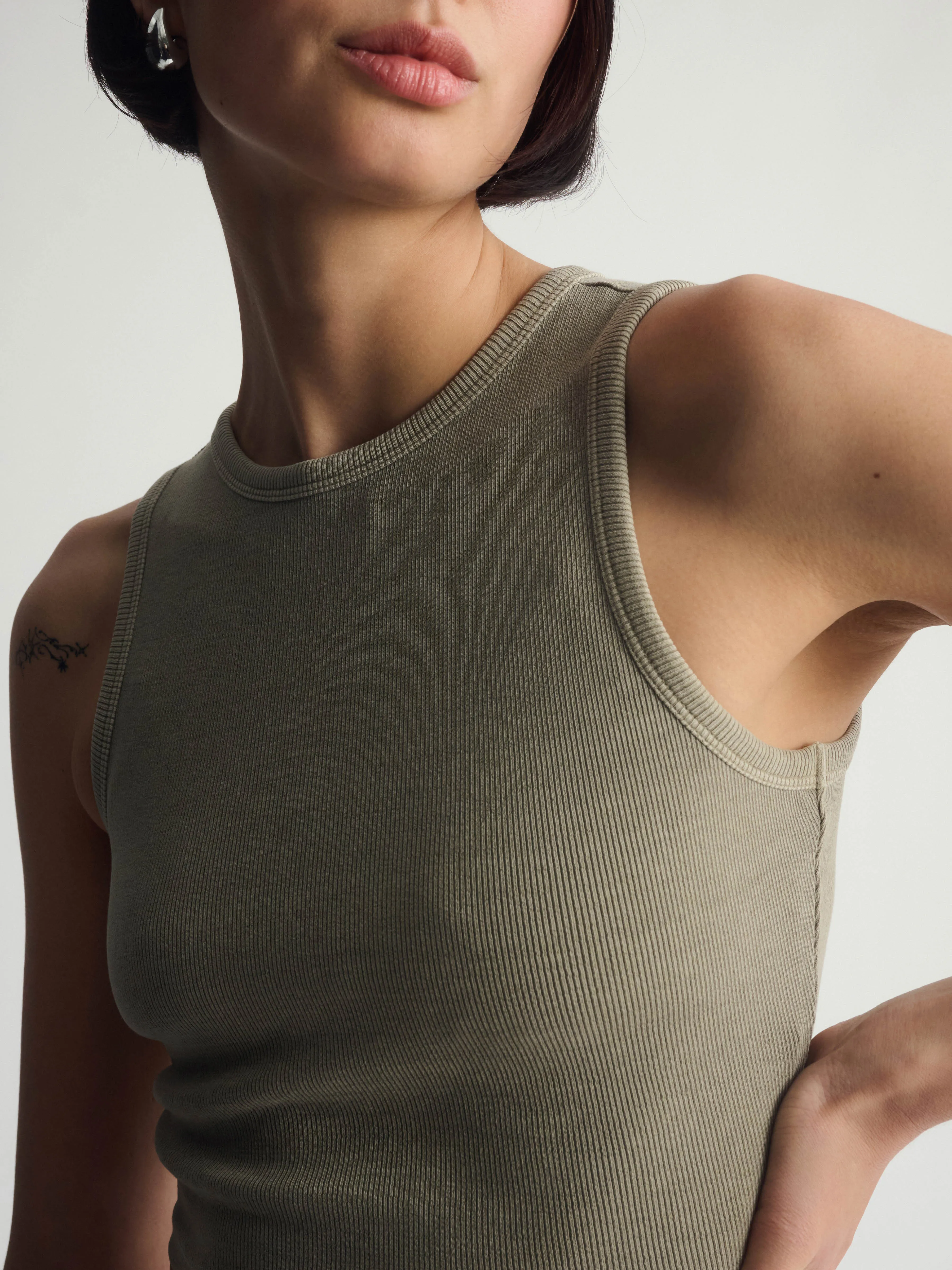 Women's Brooklyn Ribbed Crop Tank Top In Winter Twig sold by Brooklyn Industries product image thumbnail 3