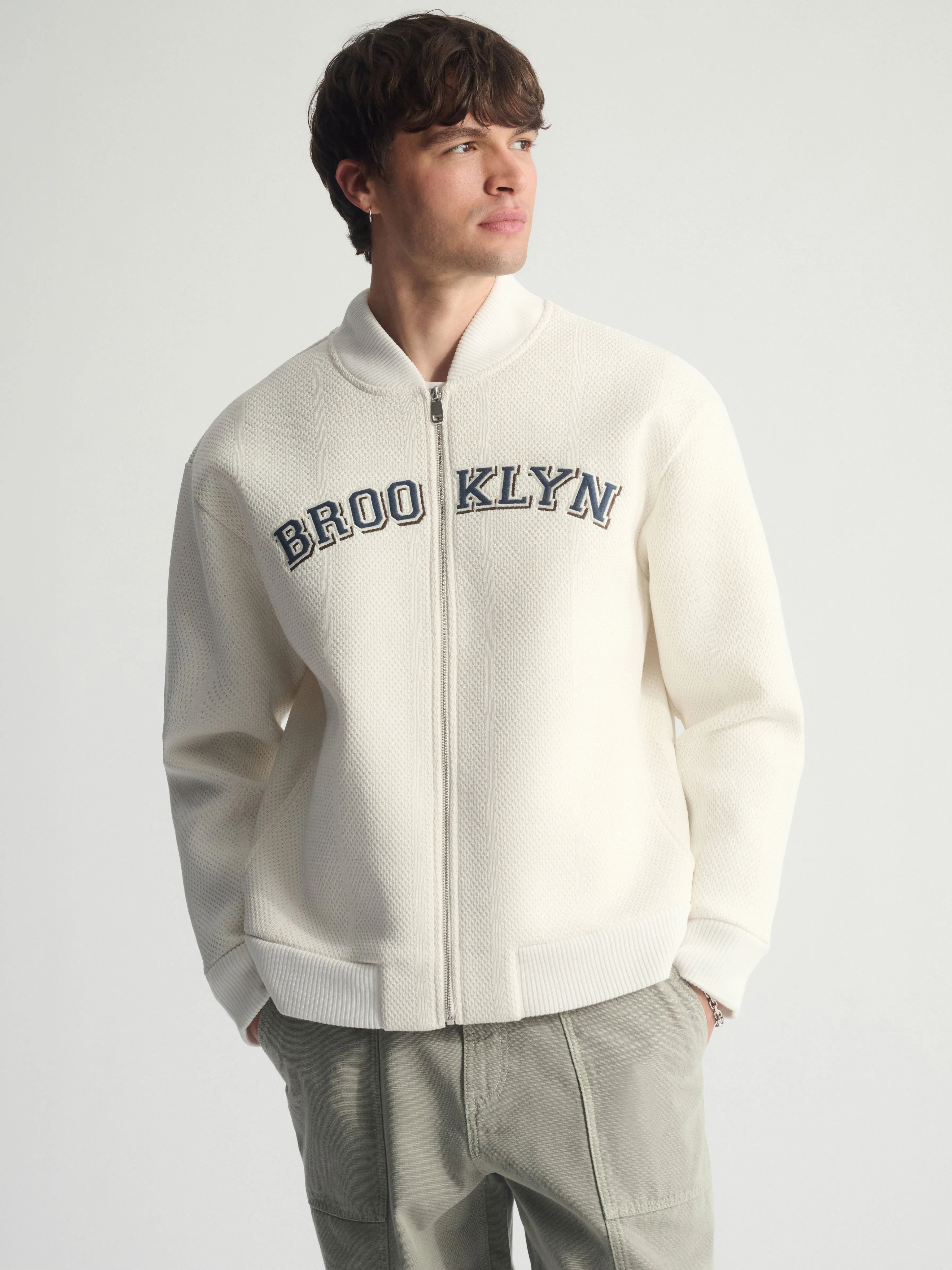 Men's Brooklyn Zip-Up Sweatshirt In Antique White sold by Brooklyn Industries
