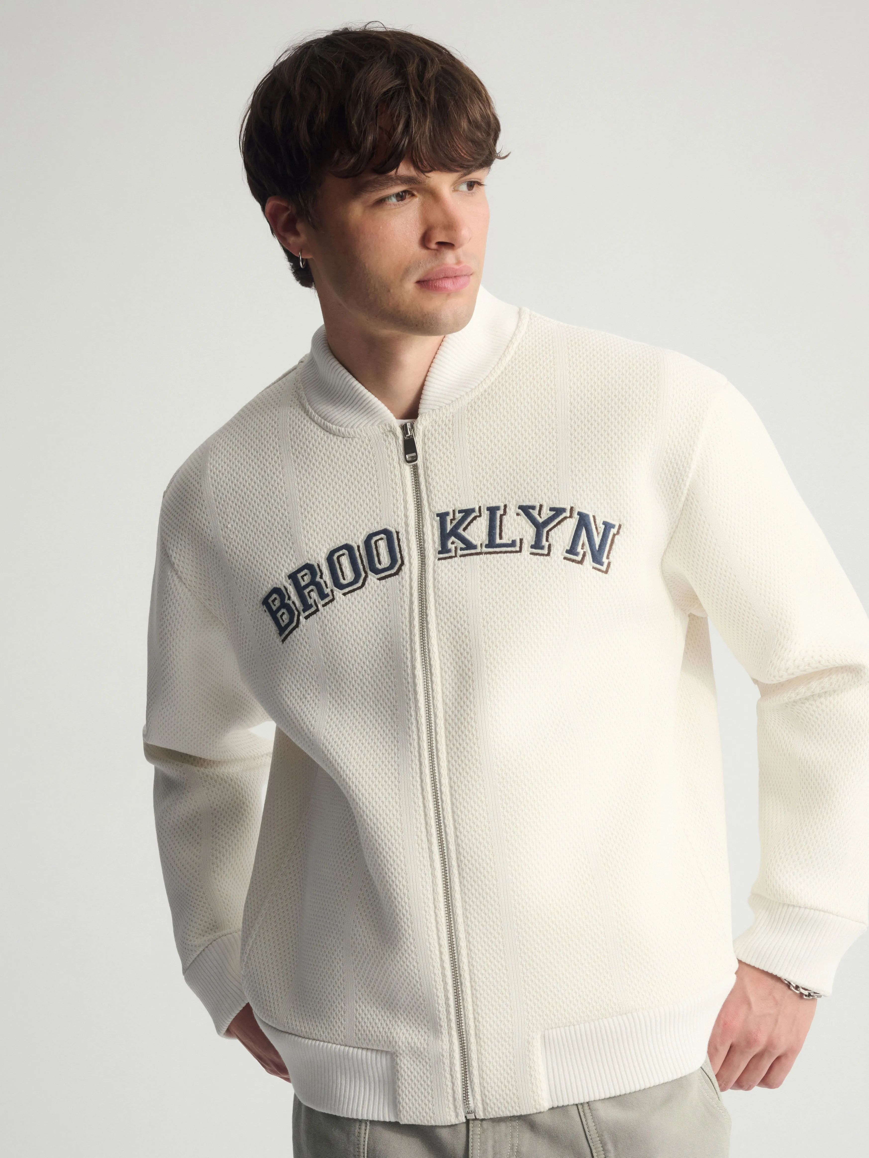 Men's Brooklyn Zip-Up Sweatshirt In Antique White sold by Brooklyn Industries product image thumbnail 4