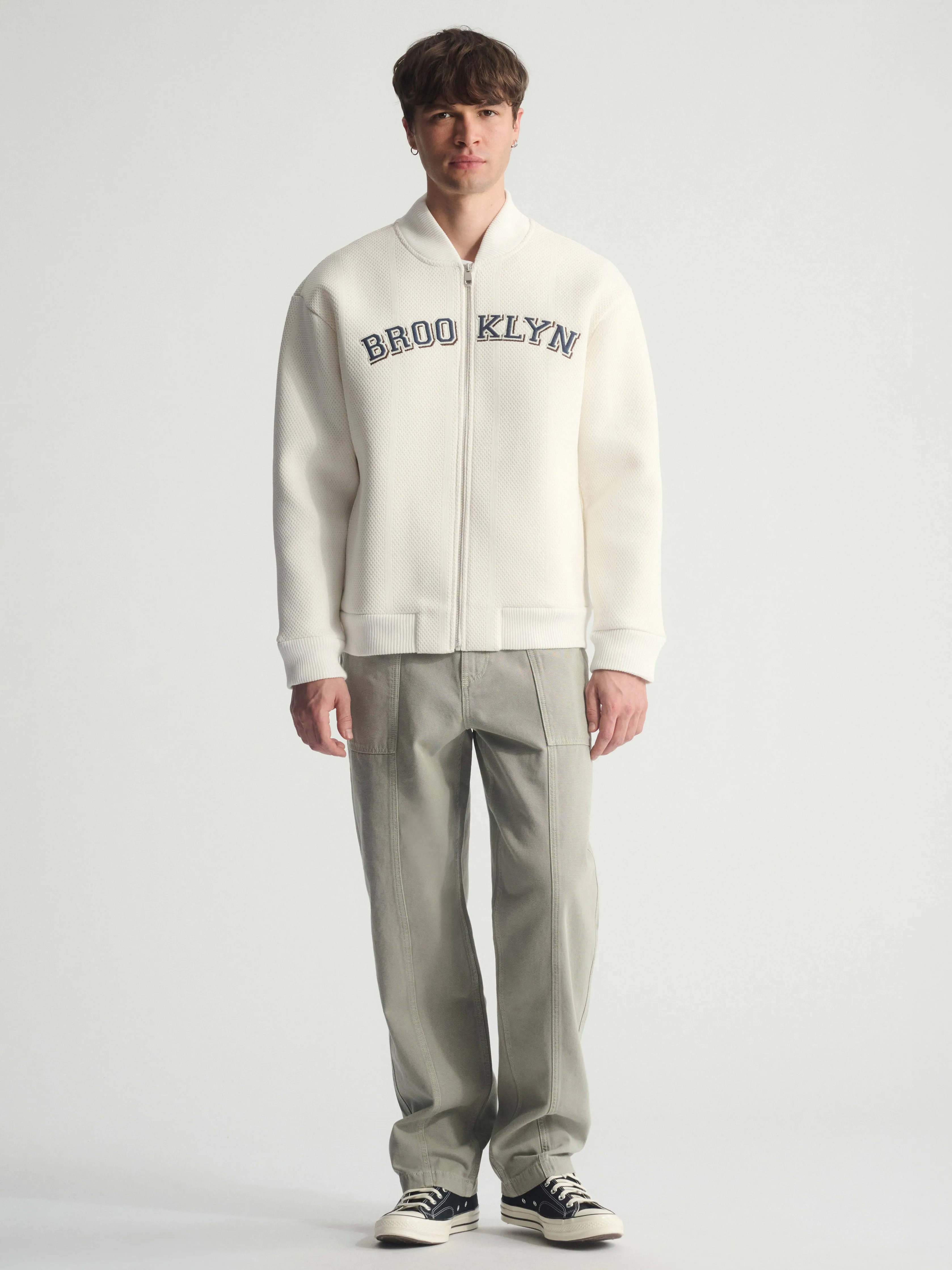 Men's Brooklyn Zip-Up Sweatshirt In Antique White sold by Brooklyn Industries product image thumbnail 3