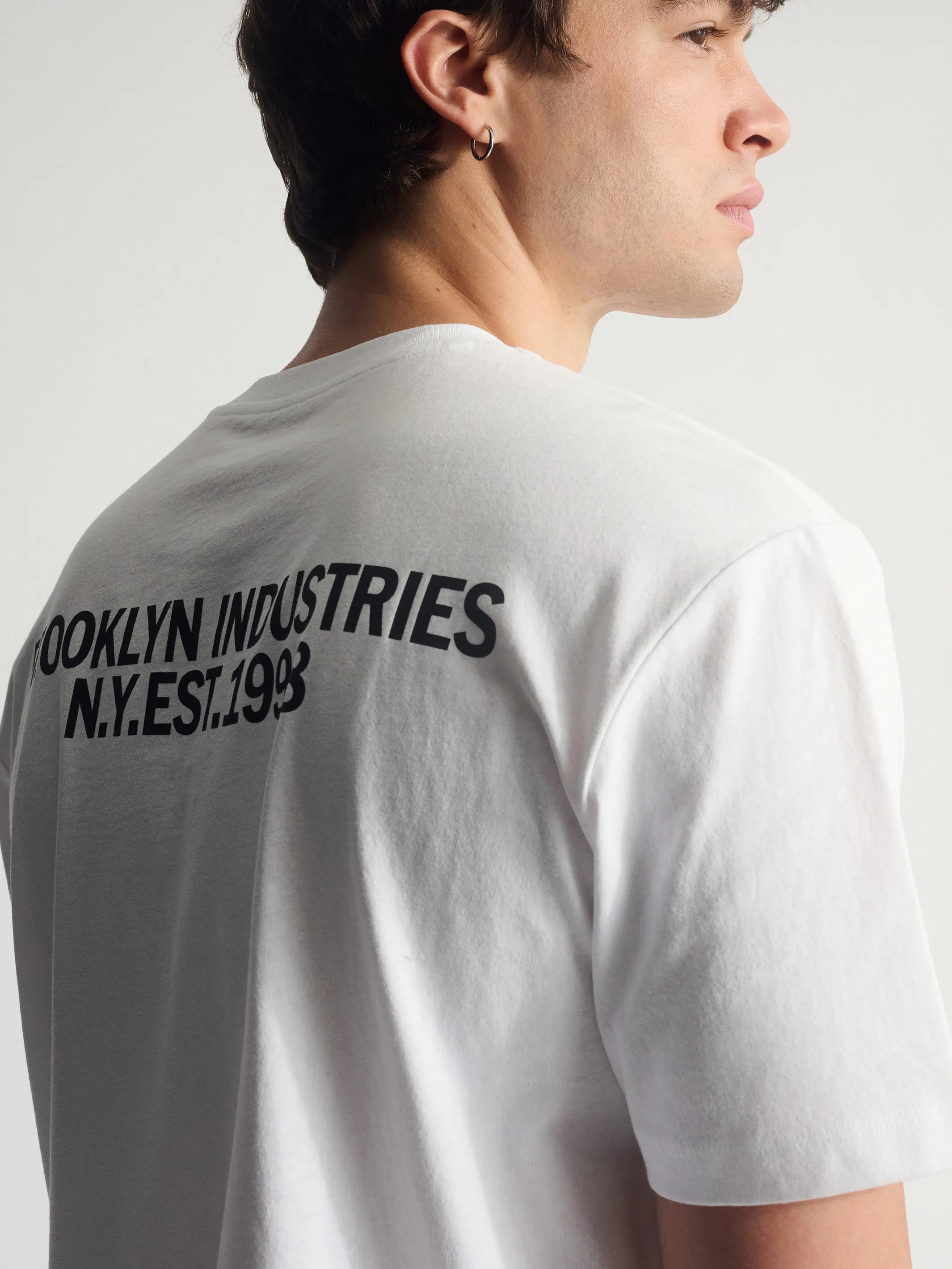 Men's Brooklyn Logo Cotton T-Shirt In White sold by Brooklyn Industries product image thumbnail 4