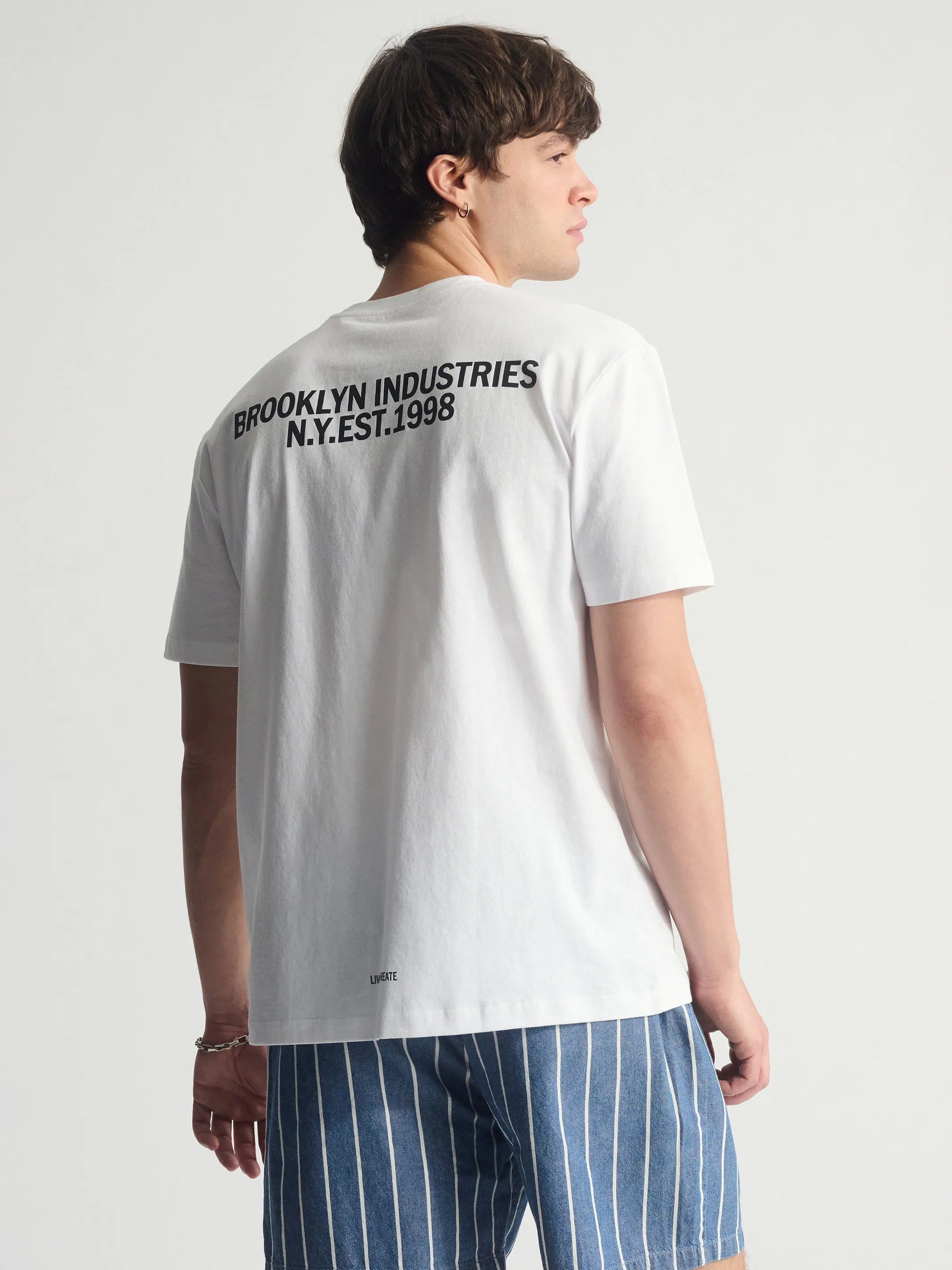 Men's Brooklyn Logo Cotton T-Shirt In White sold by Brooklyn Industries product image thumbnail 2