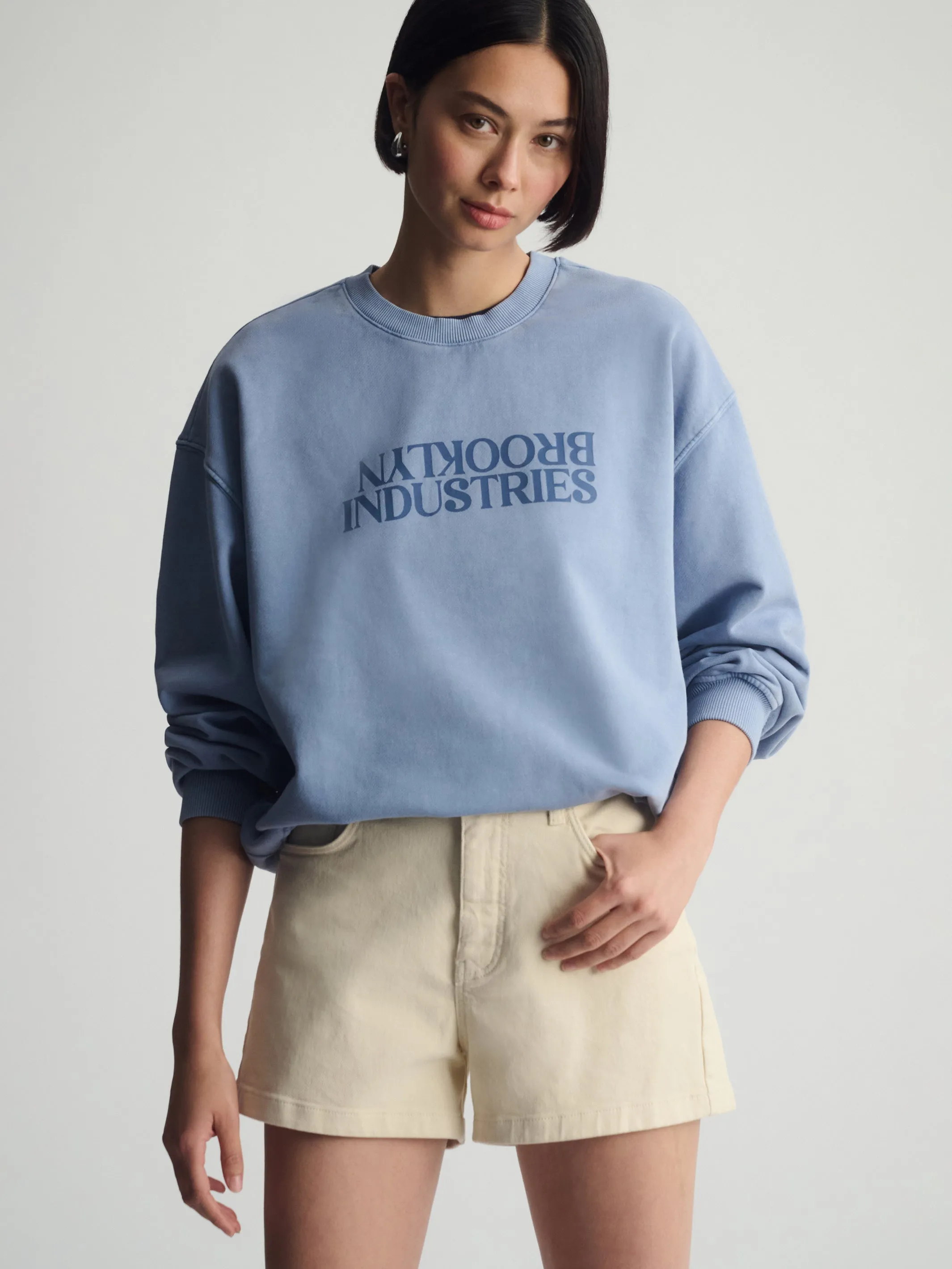 Women's Brooklyn Loose Crew Neck Sweatshirt In Bijou Blue sold by Brooklyn Industries