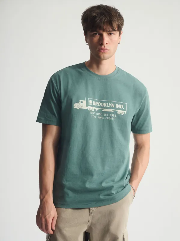 Men's Brooklyn Logo Cotton T-Shirt In Silver Pine sold by Brooklyn Industries