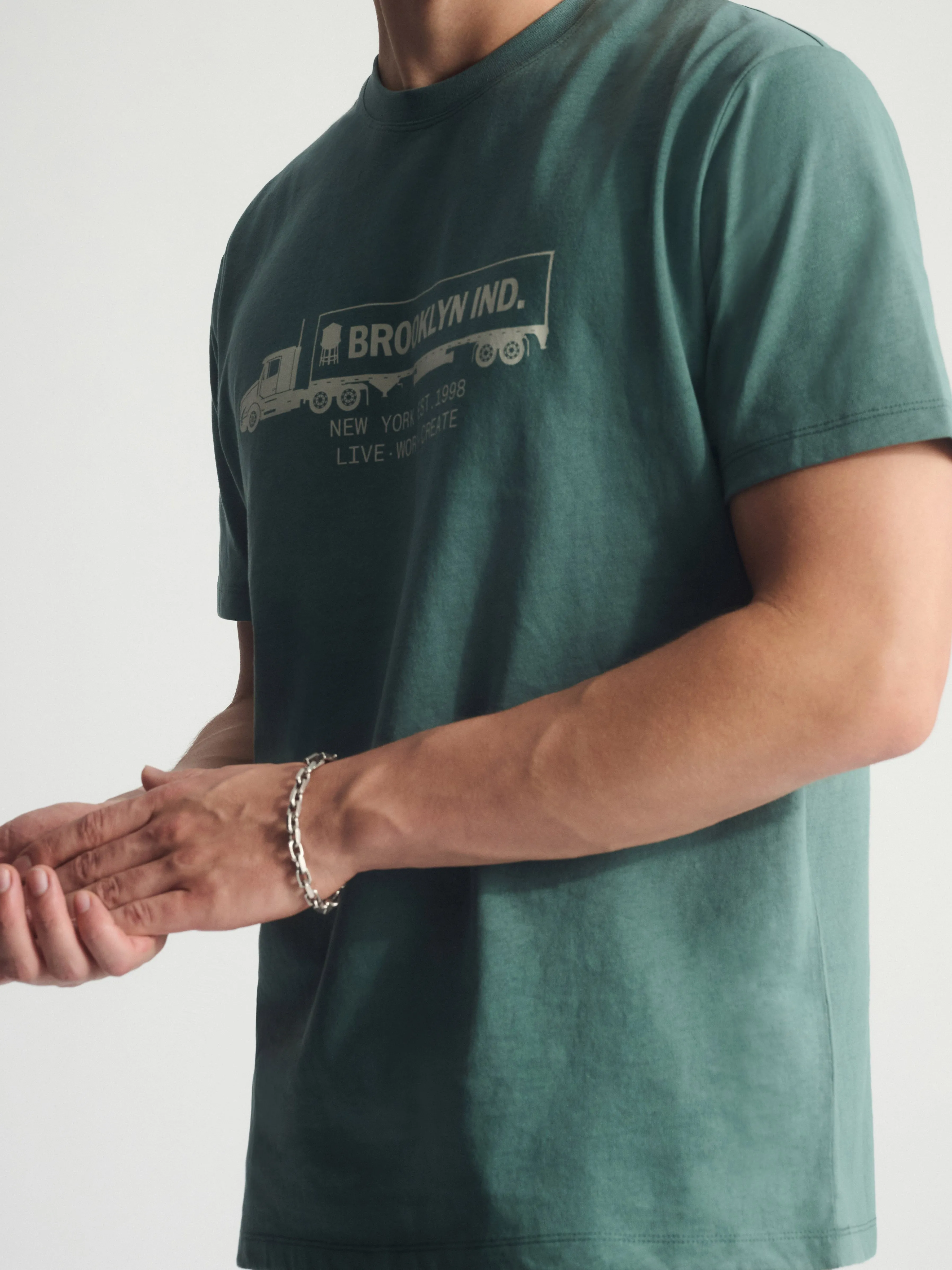 Men's Brooklyn Logo Cotton T-Shirt In Silver Pine sold by Brooklyn Industries product image thumbnail 5