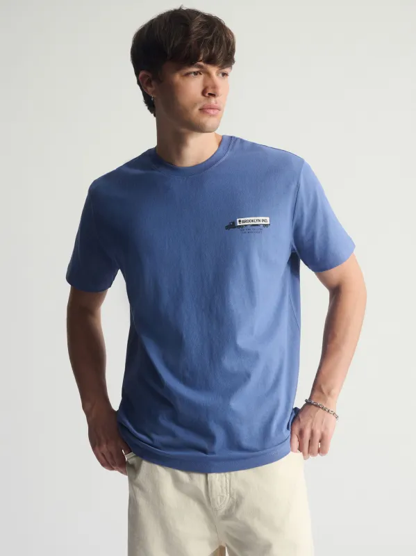 Men's Brooklyn Logo Cotton T-Shirt In Bijou Blue sold by Brooklyn Industries