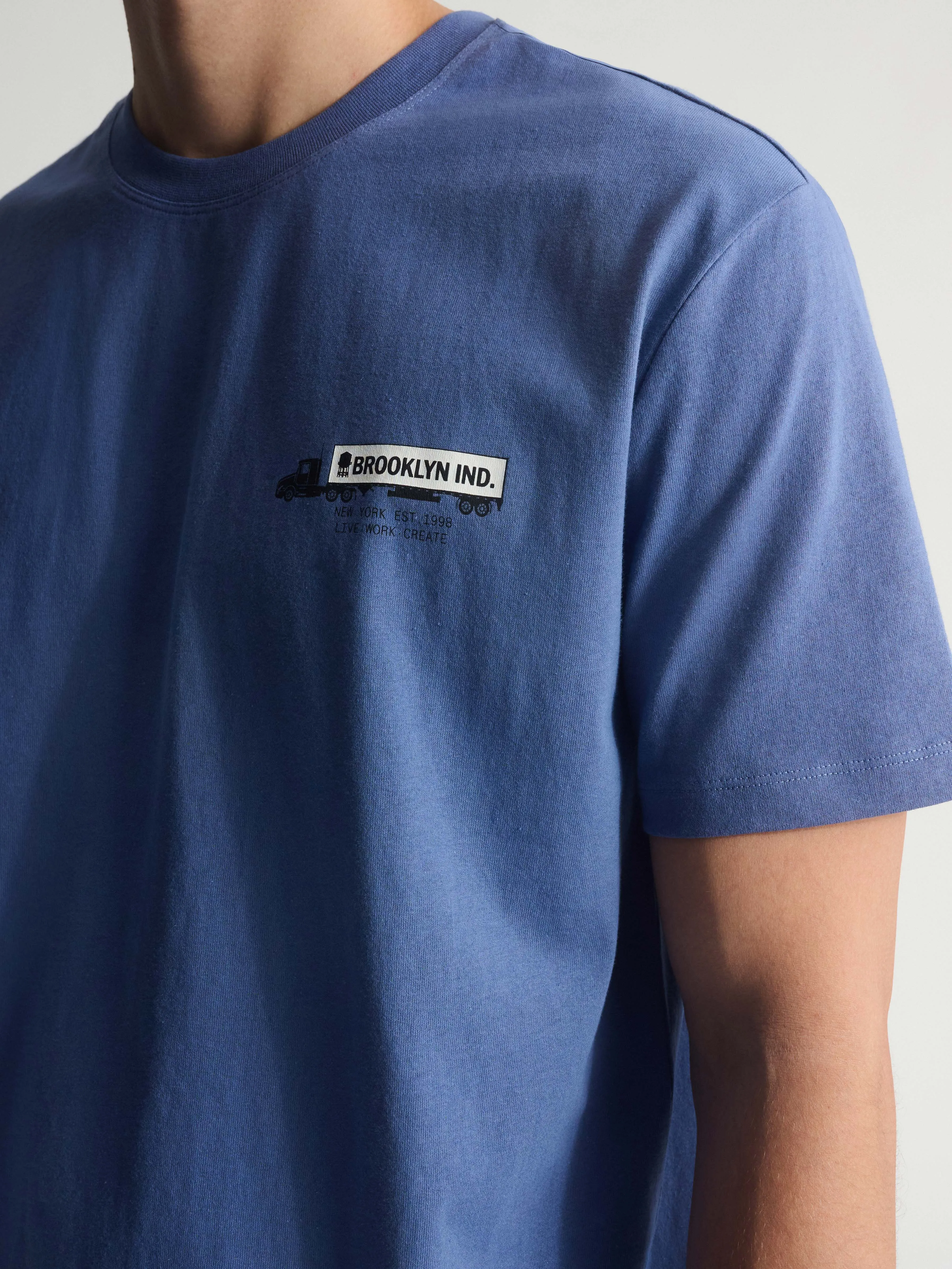 Men's Brooklyn Logo Cotton T-Shirt In Bijou Blue sold by Brooklyn Industries product image thumbnail 5