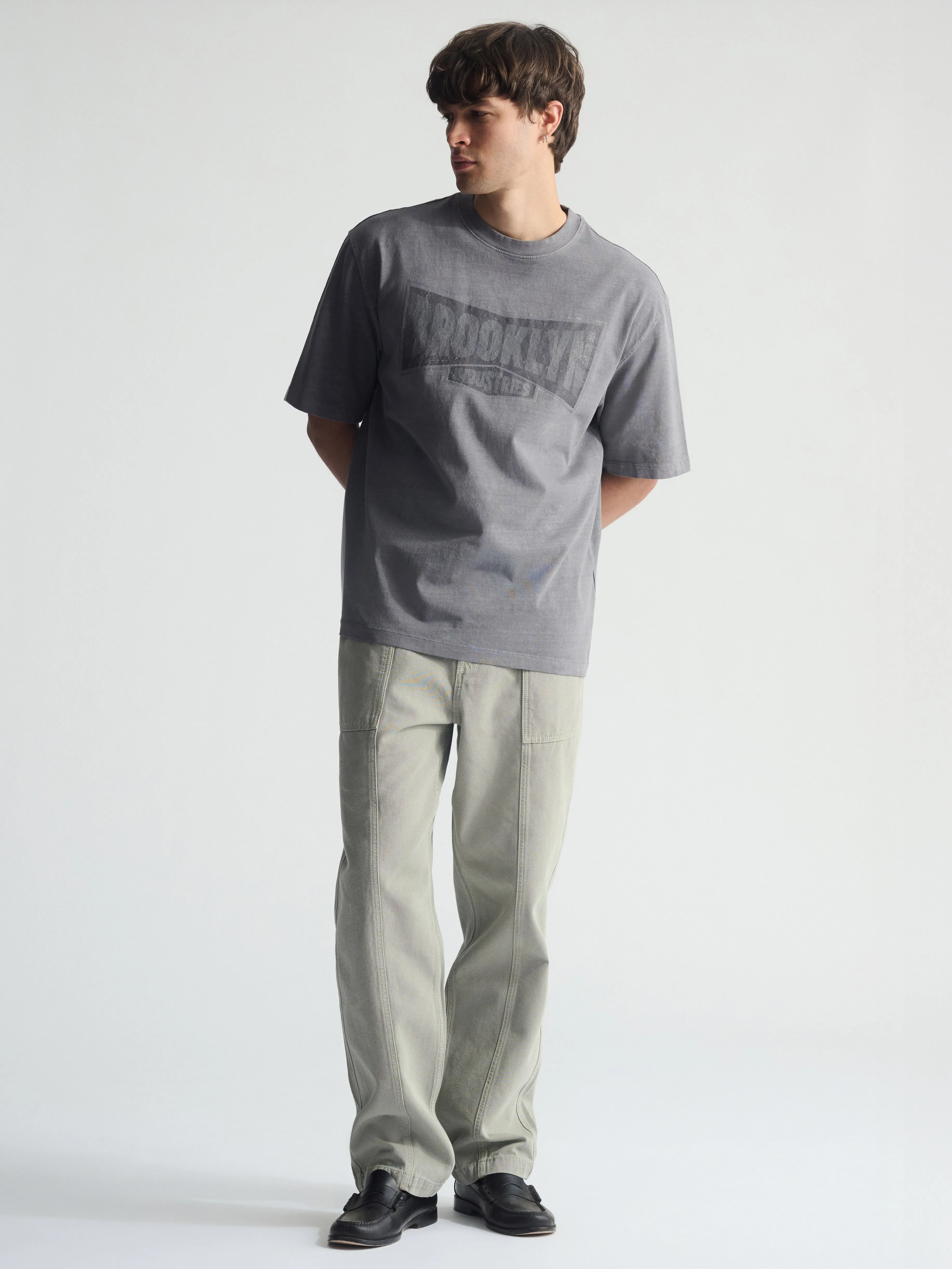 Men's Wide Leg Cargo Pants In Puritan Gray sold by Brooklyn Industries