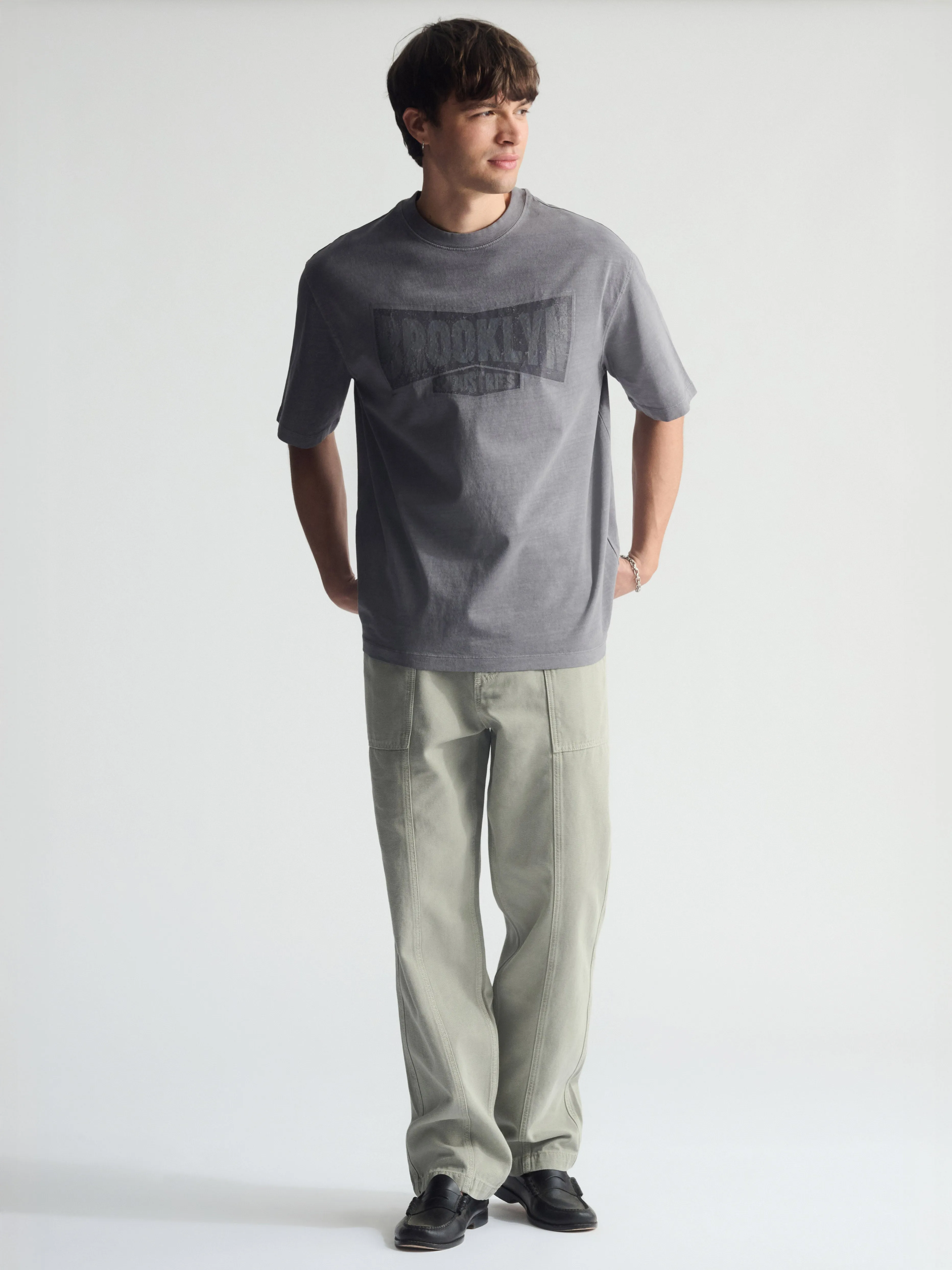 Men's Wide Leg Cargo Pants In Puritan Gray sold by Brooklyn Industries product image thumbnail 3