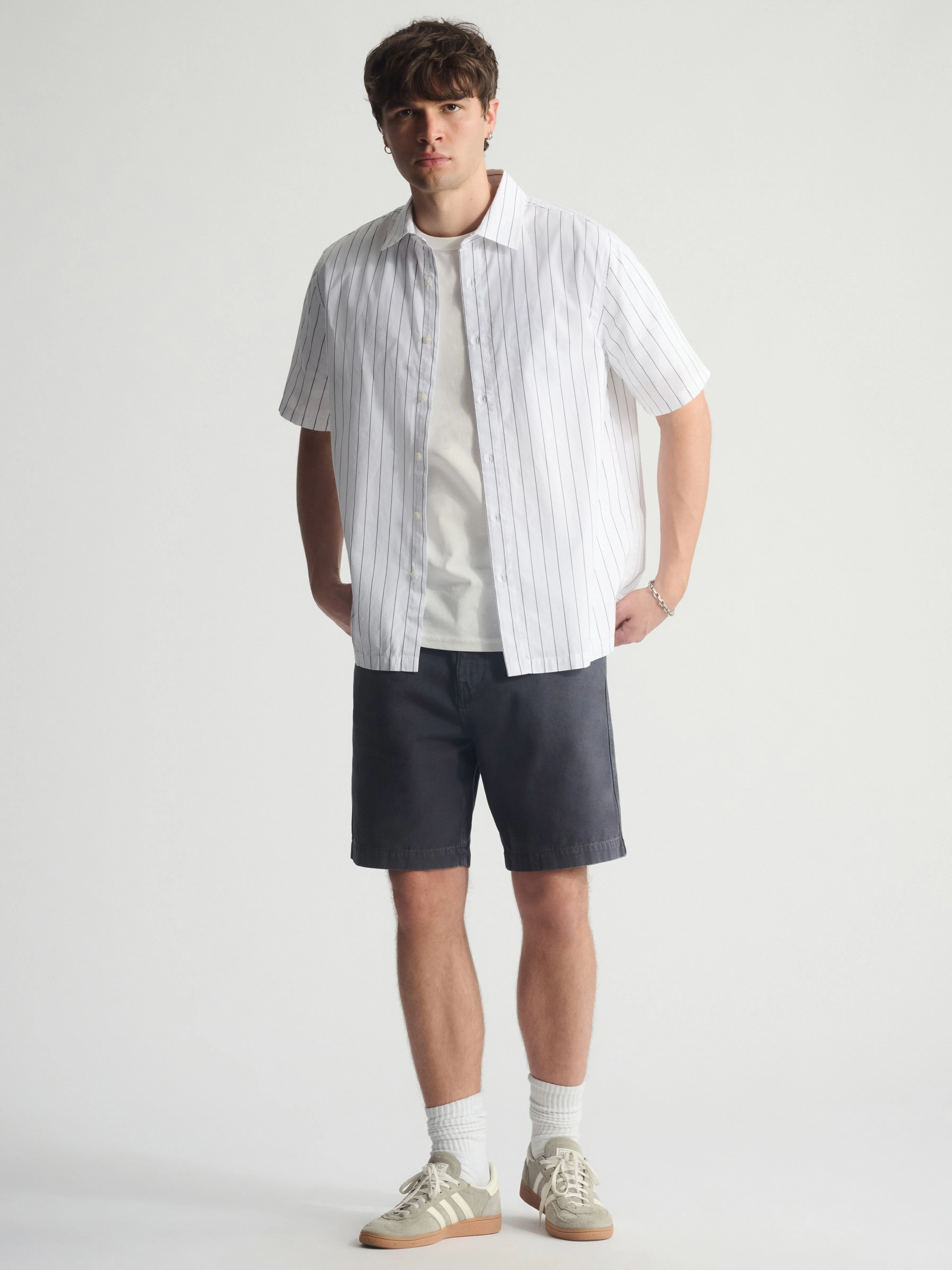 Men's Striped Short Sleeve Shirt In Castlerock sold by Brooklyn Industries