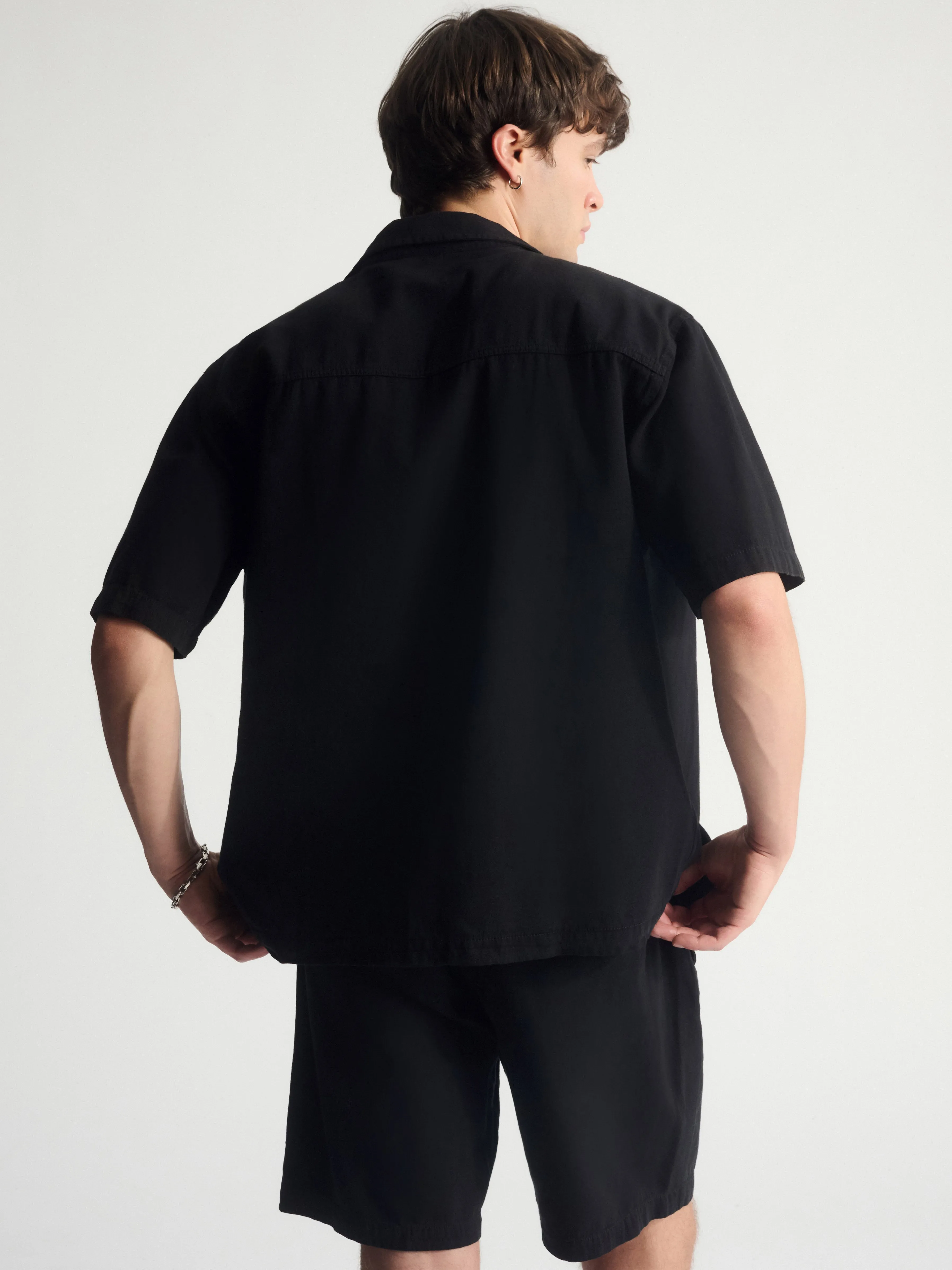 Men's Linen-Blend Short Sleeve Shirt In Black sold by Brooklyn Industries product image thumbnail 2