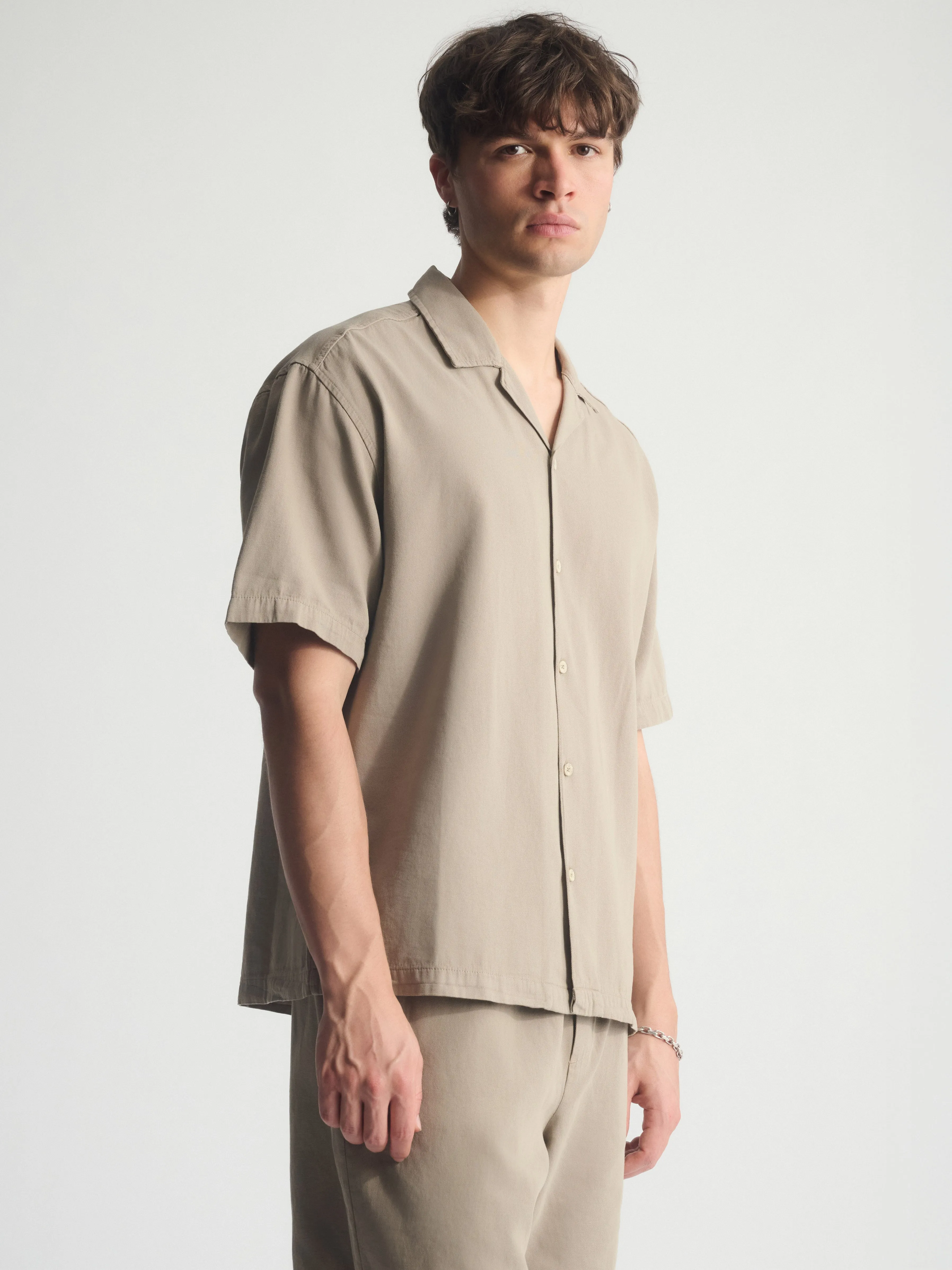 Men's Linen-Blend Short Sleeve Shirt In Winter Twig sold by Brooklyn Industries