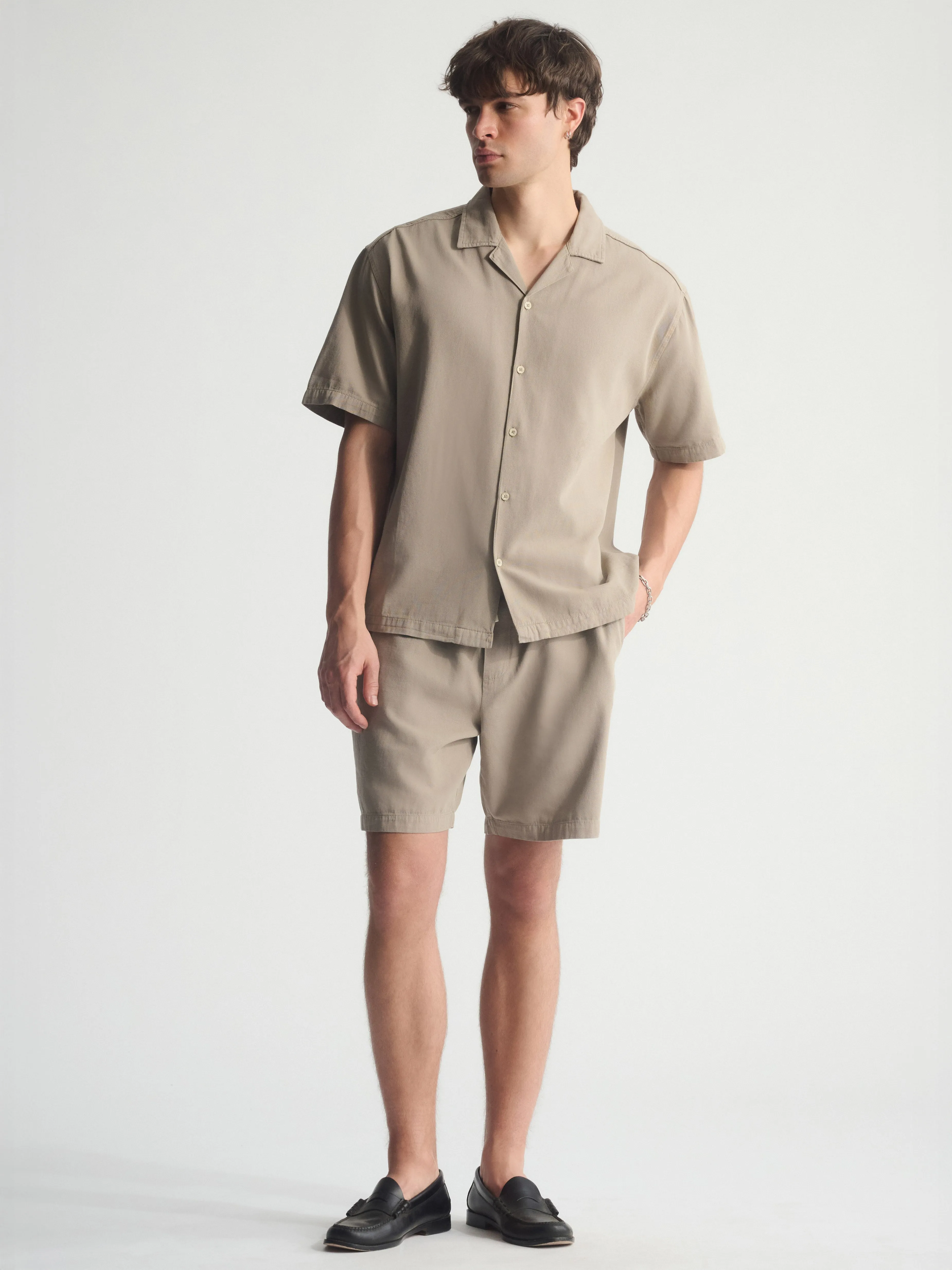 Men's Linen-Blend Short Sleeve Shirt In Winter Twig sold by Brooklyn Industries product image thumbnail 5