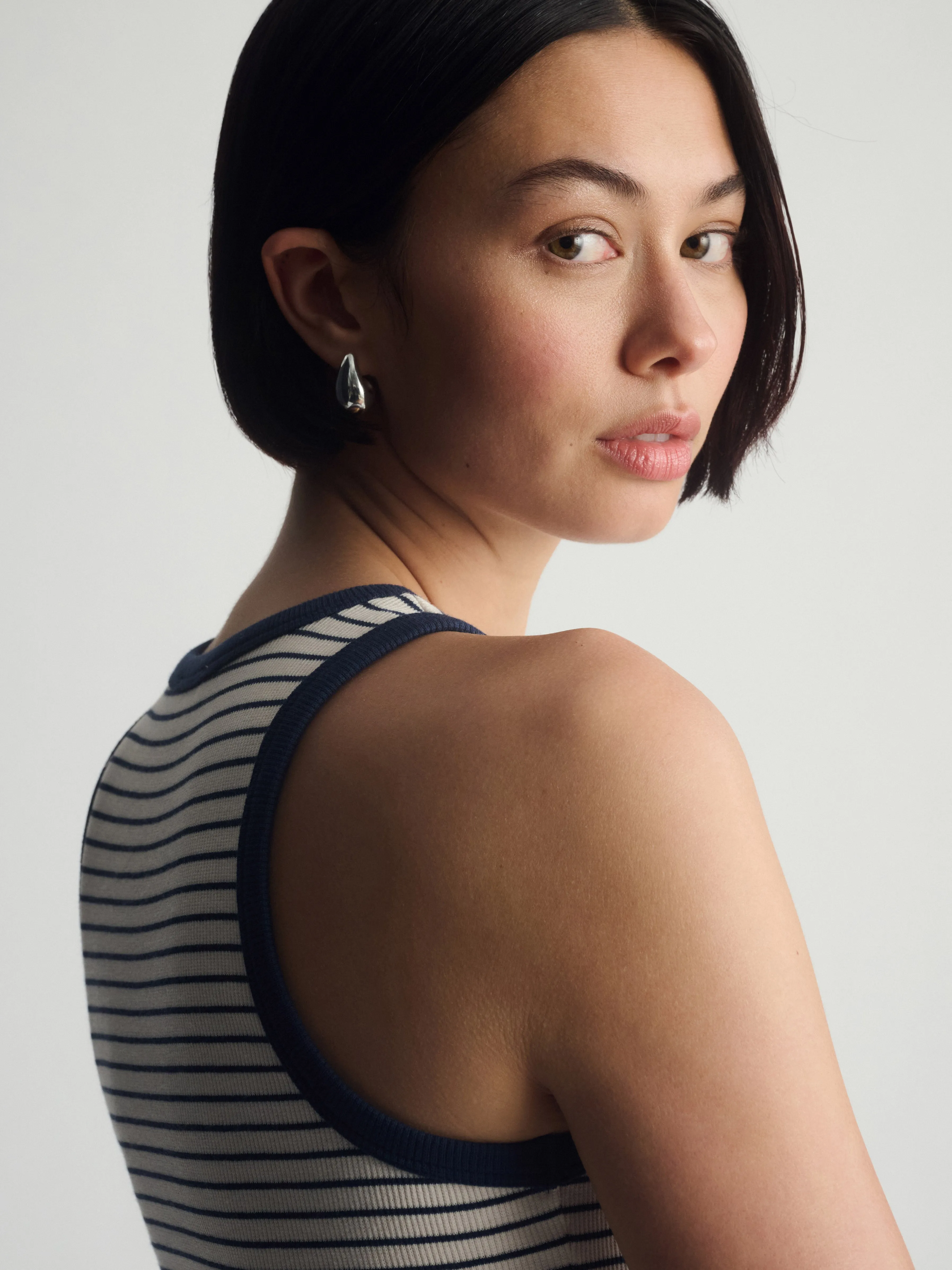 Women's Brooklyn Striped Ribbed Crop Tank In Outer Space Stripe sold by Brooklyn Industries product image thumbnail 4