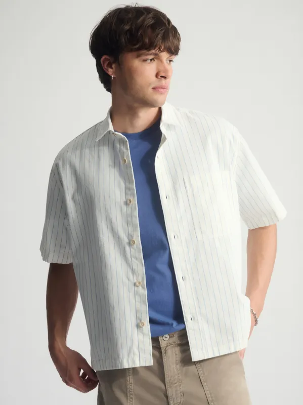 Men's Brooklyn Striped Short Sleeve Shirt In Bel Air Blue sold by Brooklyn Industries