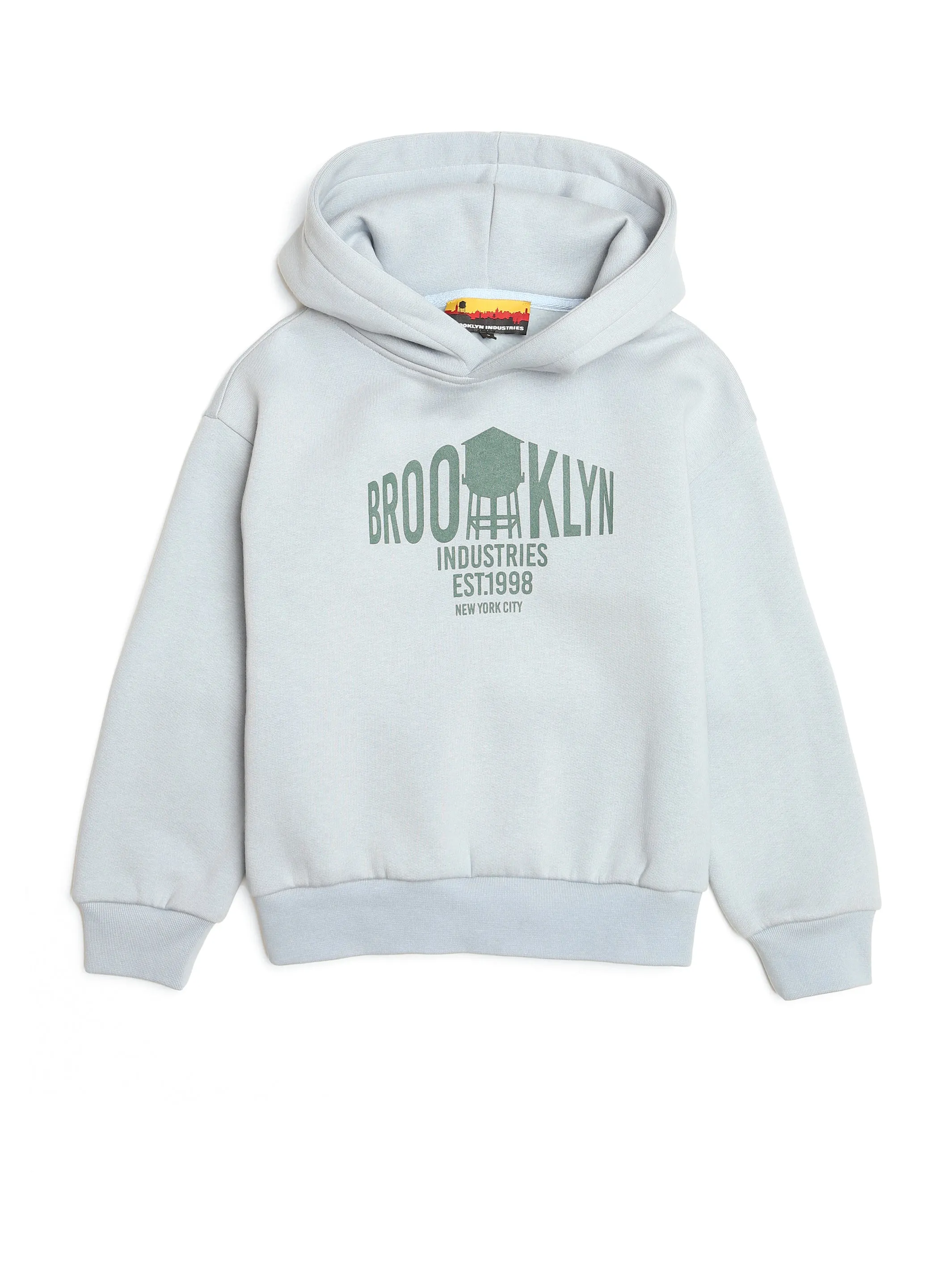 Boy's Water Tower Hoodie in Blue Fog sold by Brooklyn Industries